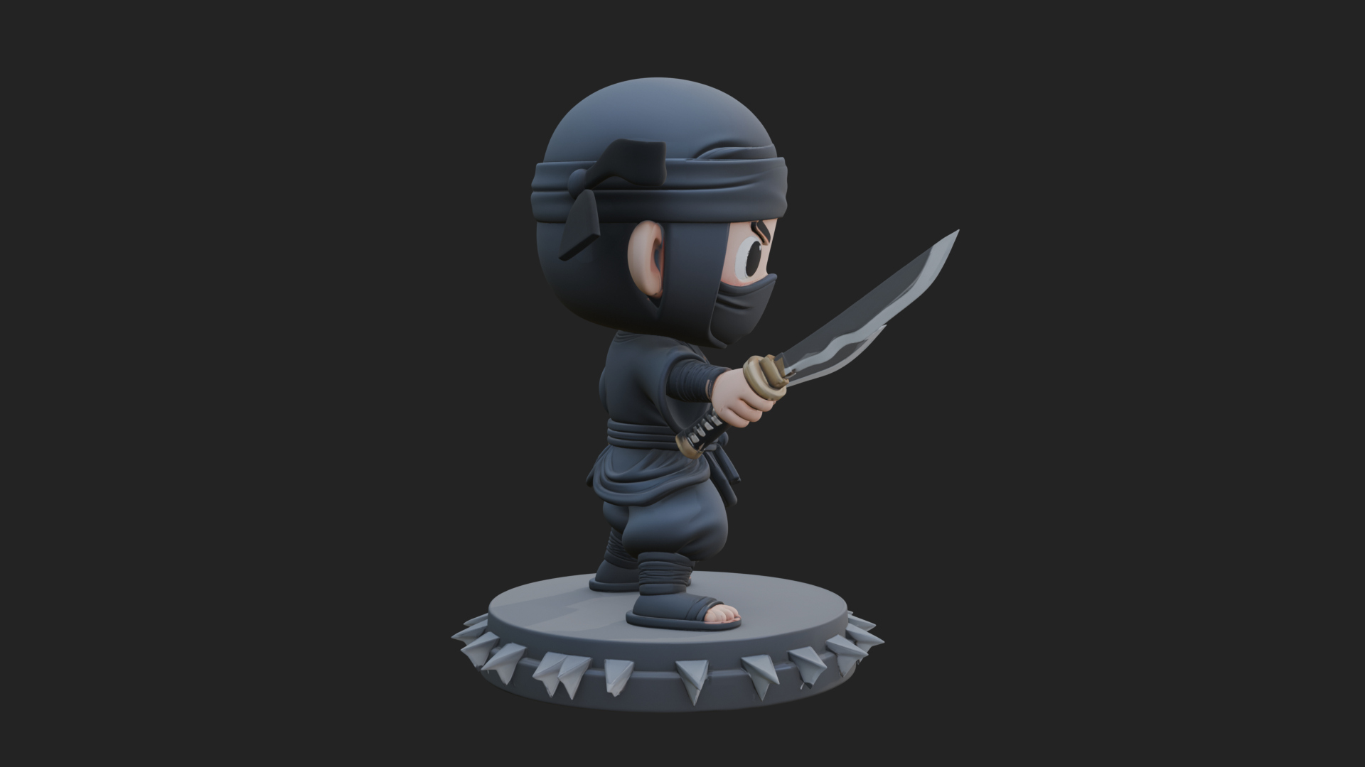 Chibi Masked Ninja Statue Design 2 3D Print Model 3D Model