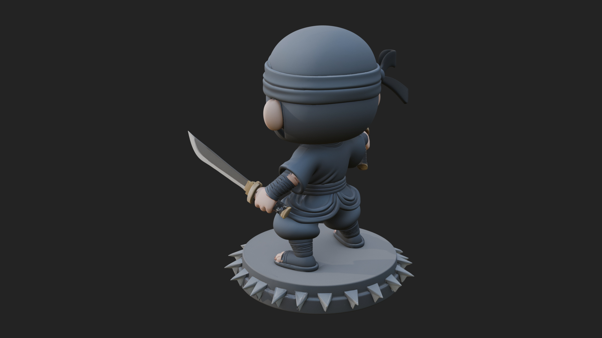Chibi Masked Ninja Statue Design 2 3D Print Model 3D Model