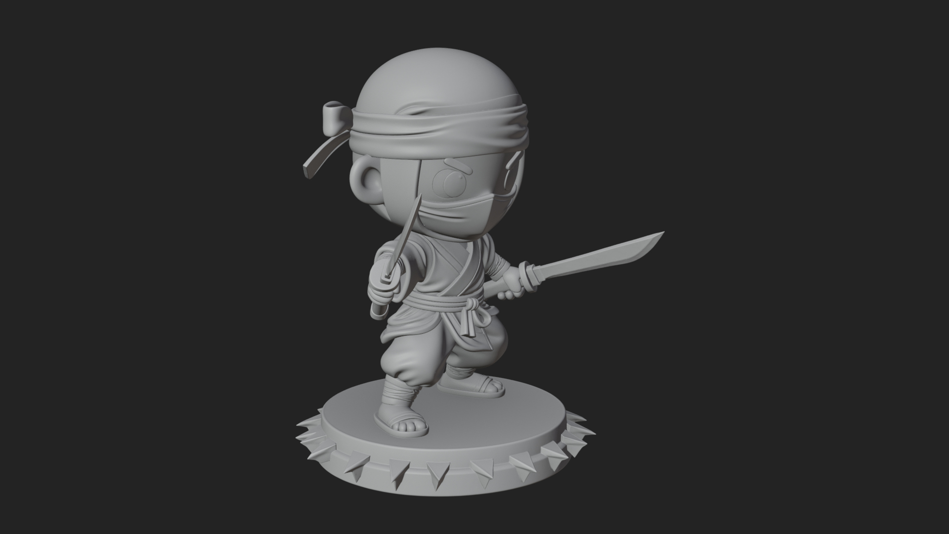 Chibi Masked Ninja Statue Design 2 3D Print Model 3D Model
