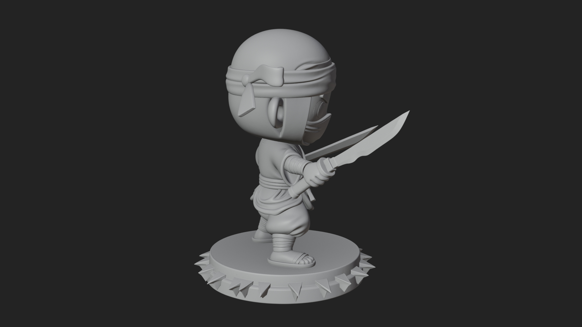 Chibi Masked Ninja Statue Design 2 3D Print Model 3D Model