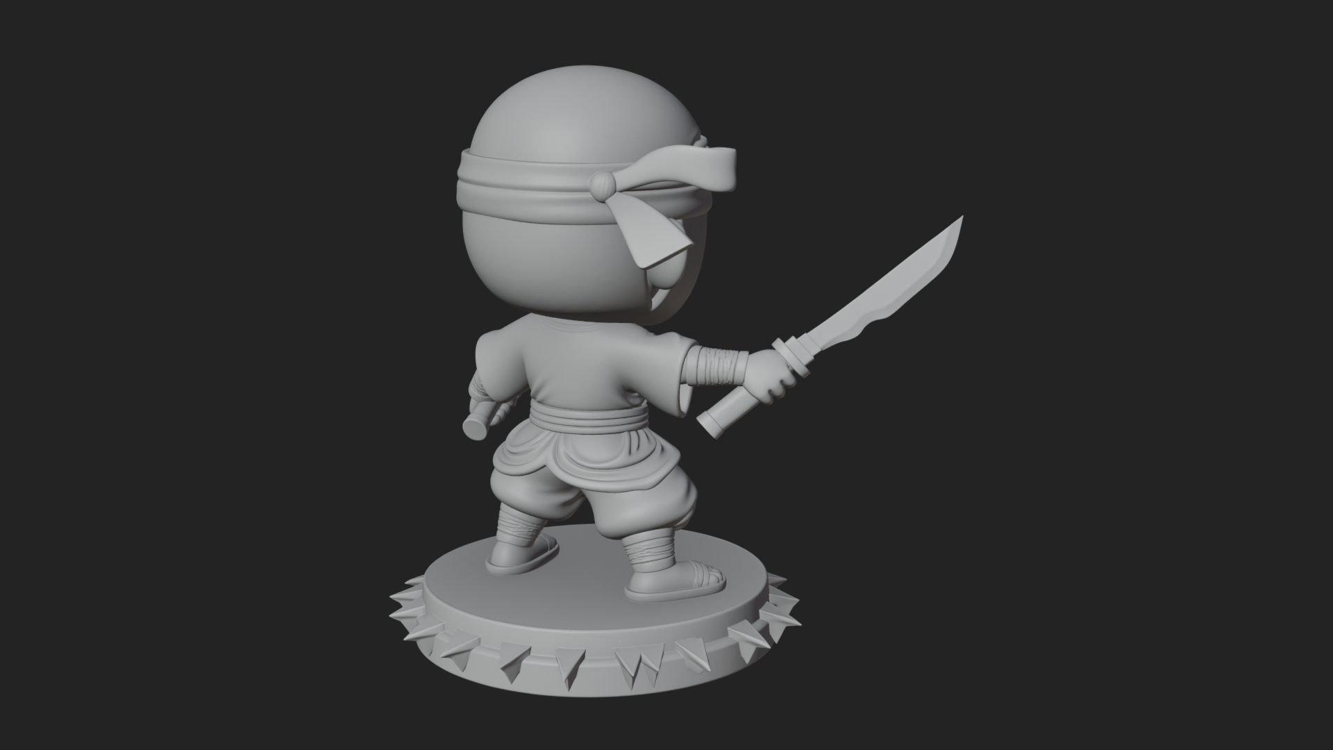 Chibi Masked Ninja Statue Design 2 3D Print Model 3D Model