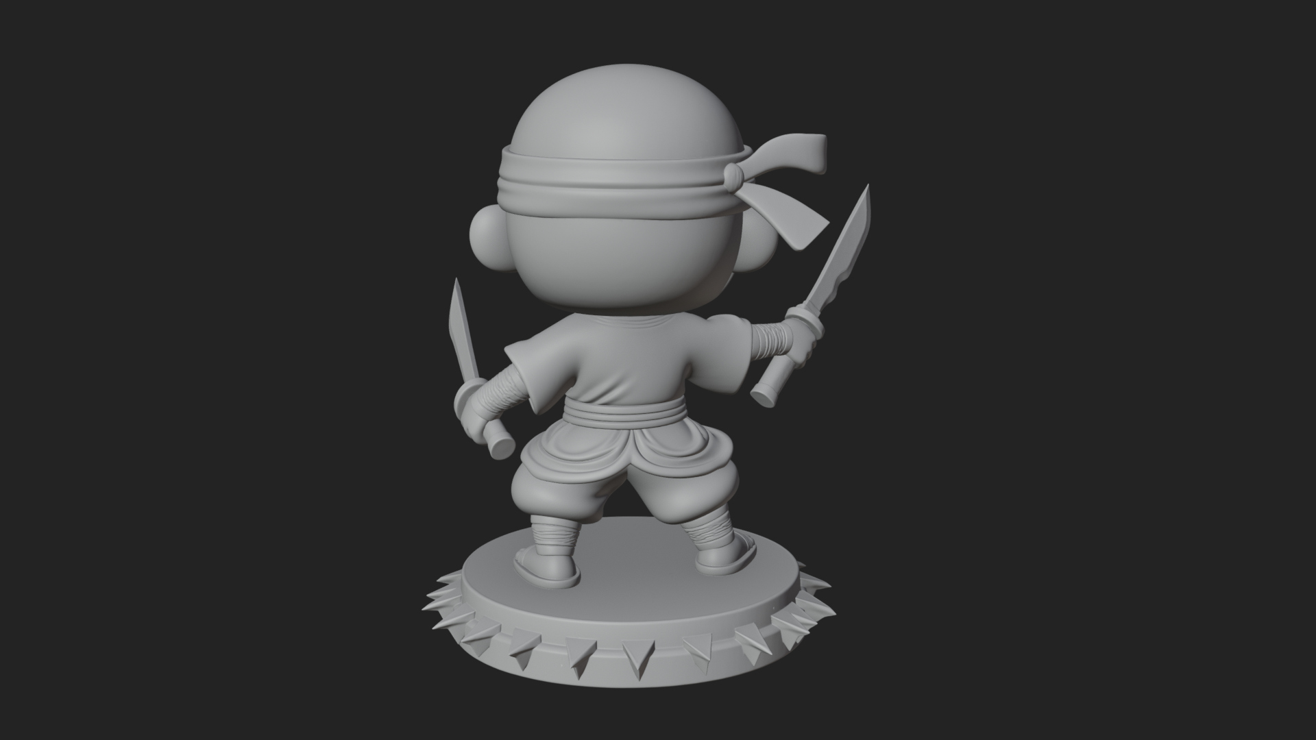 Chibi Masked Ninja Statue Design 2 3D Print Model 3D Model