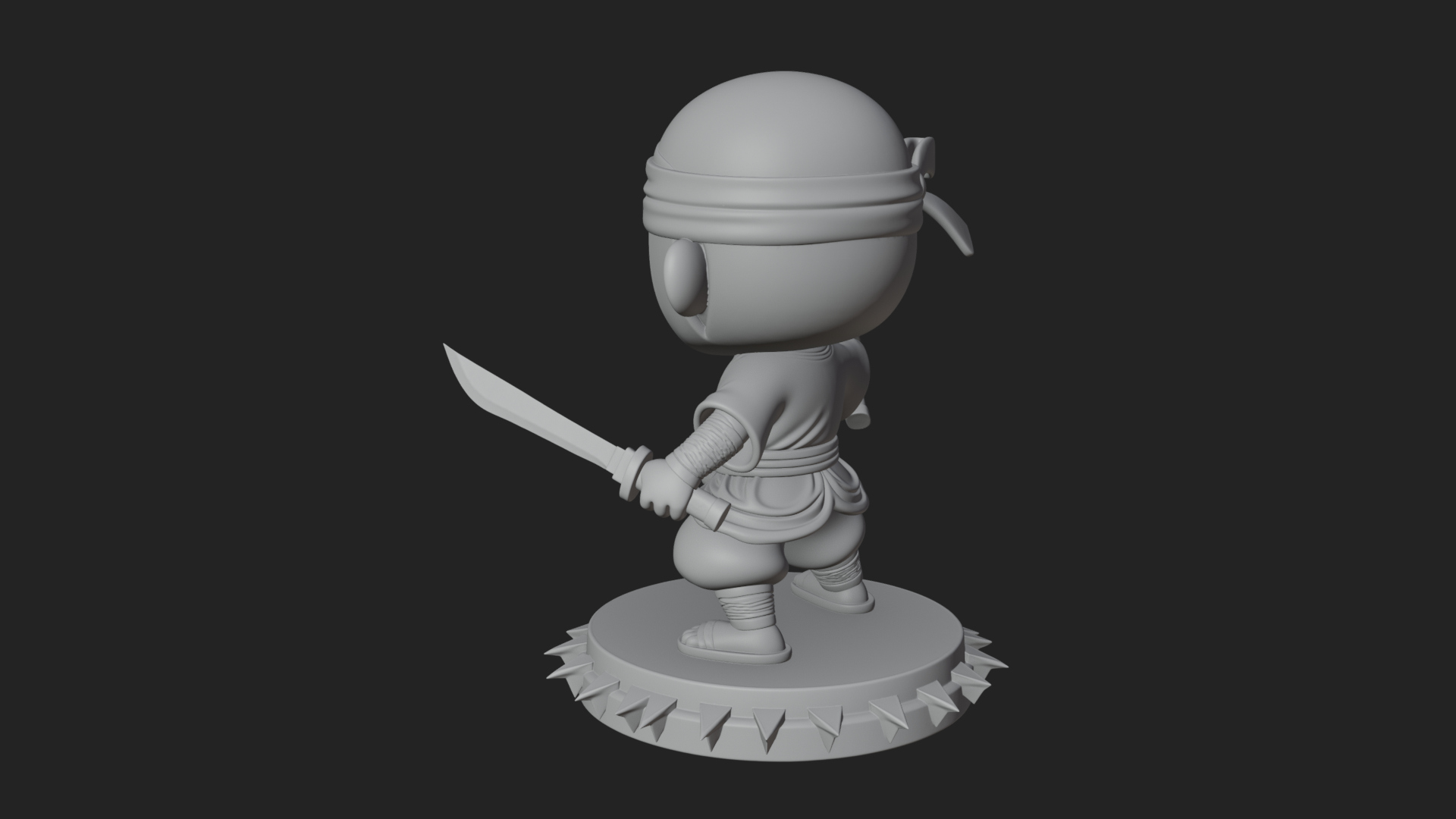 Chibi Masked Ninja Statue Design 2 3D Print Model 3D Model