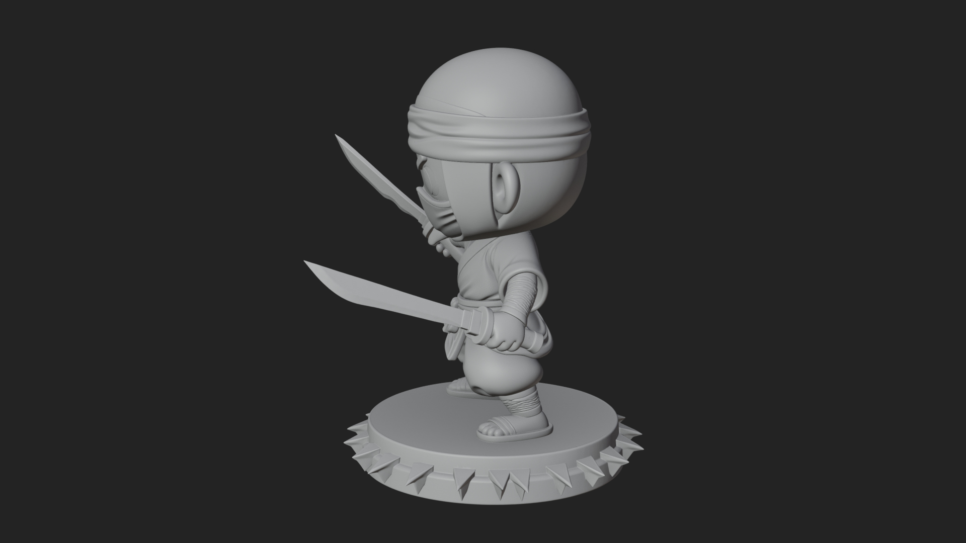 Chibi Masked Ninja Statue Design 2 3D Print Model 3D Model