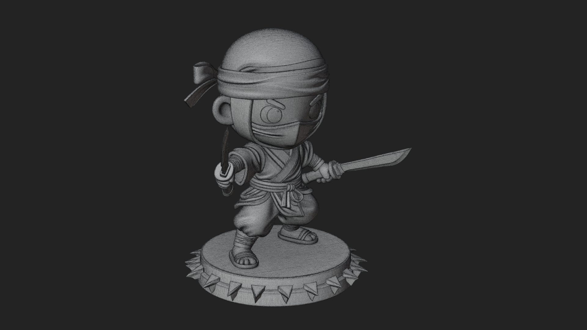 Chibi Masked Ninja Statue Design 2 3D Print Model 3D Model