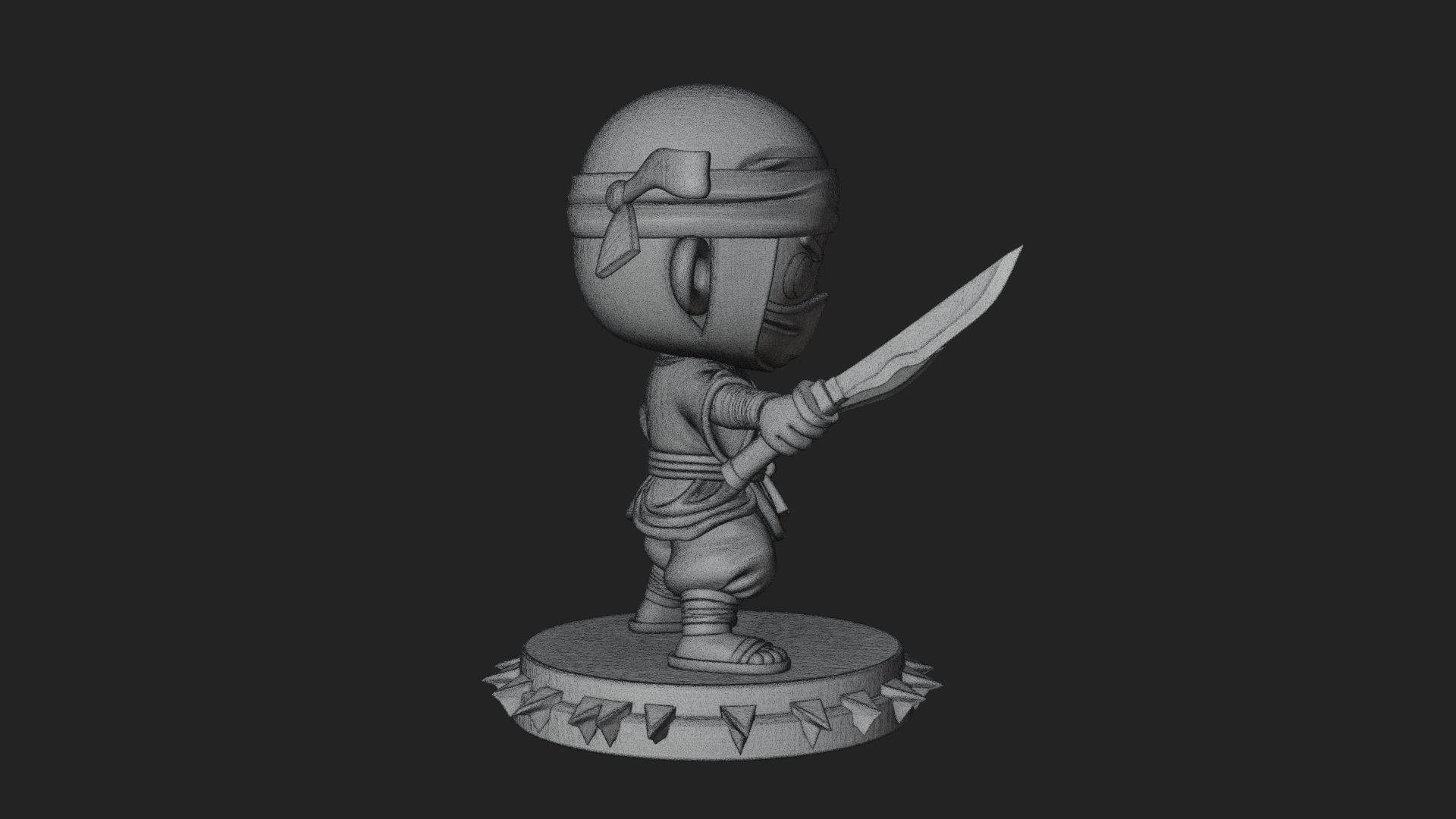 Chibi Masked Ninja Statue Design 2 3D Print Model 3D Model