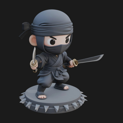Chibi Masked Ninja Statue Design 2 3D Print Model