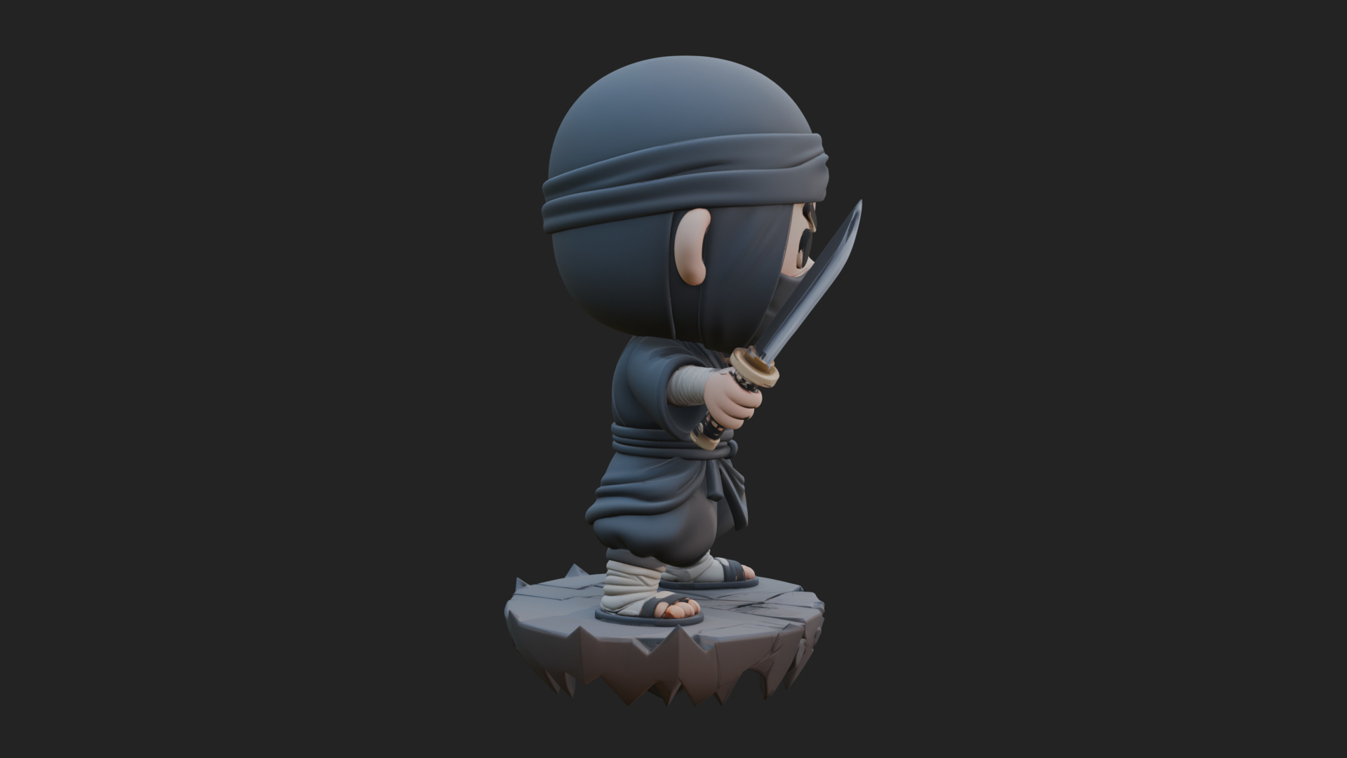 Chibi Masked Ninja Statue Design 3 3D Print Model 3D Model