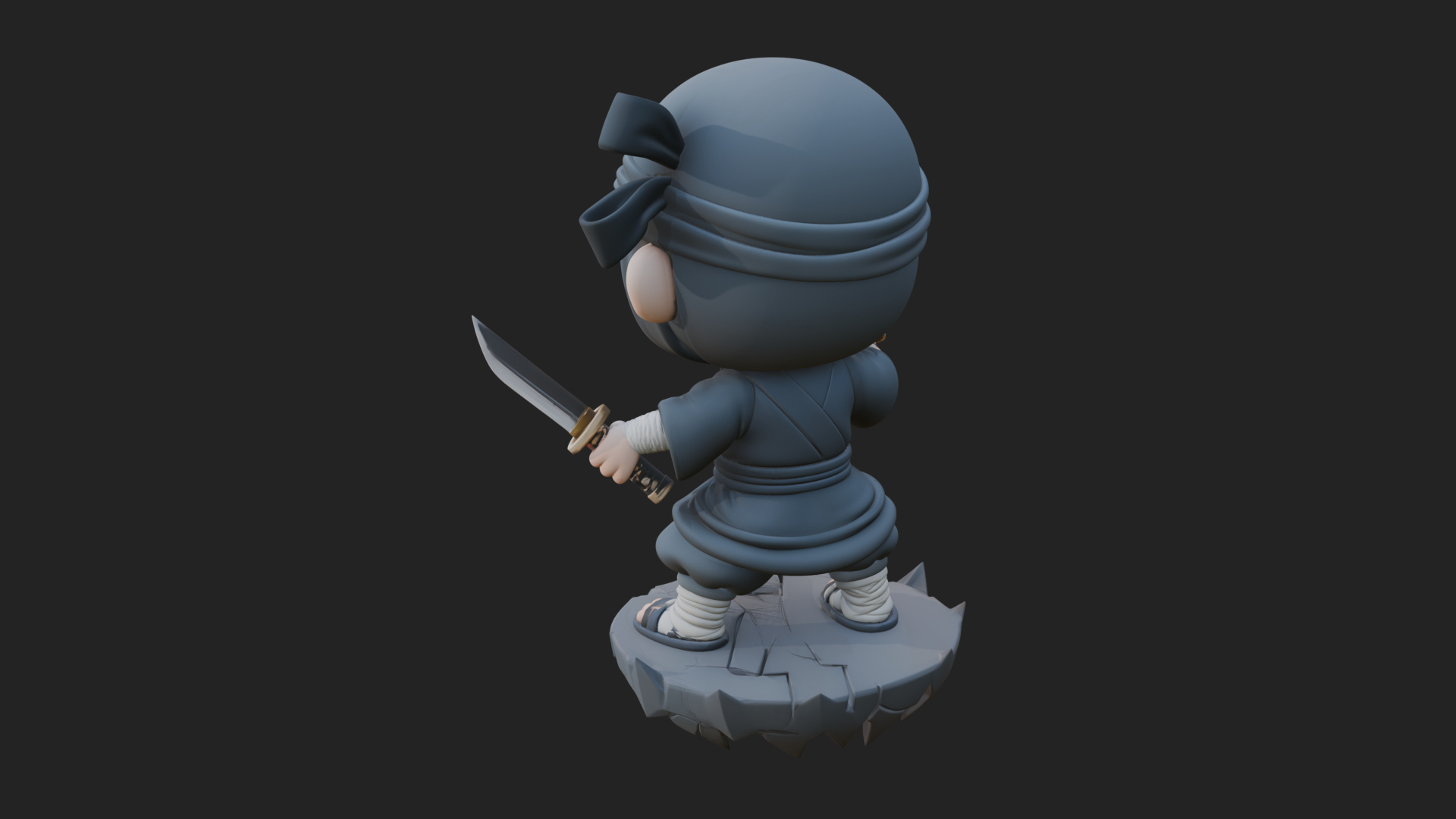 Chibi Masked Ninja Statue Design 3 3D Print Model 3D Model