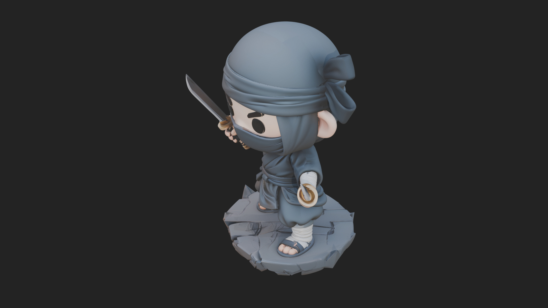 Chibi Masked Ninja Statue Design 3 3D Print Model 3D Model
