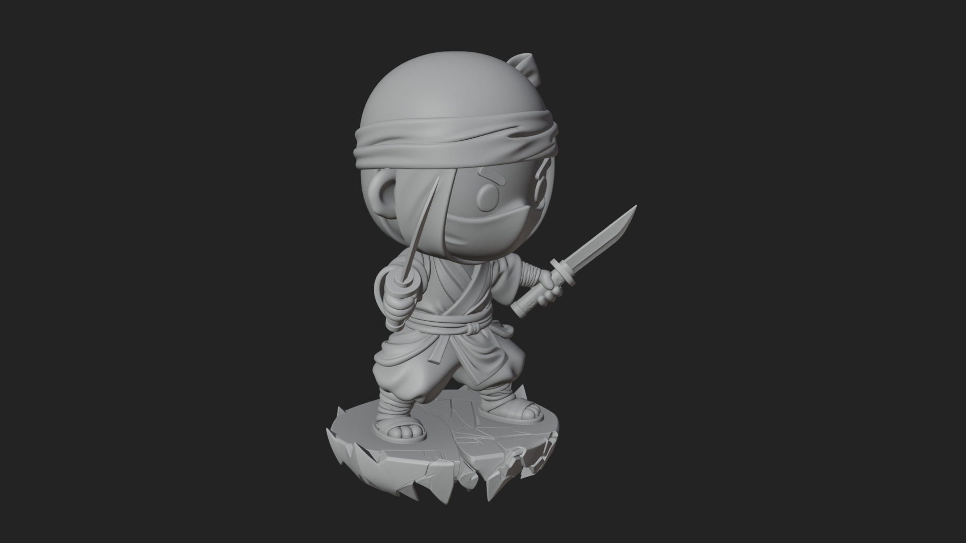 Chibi Masked Ninja Statue Design 3 3D Print Model 3D Model