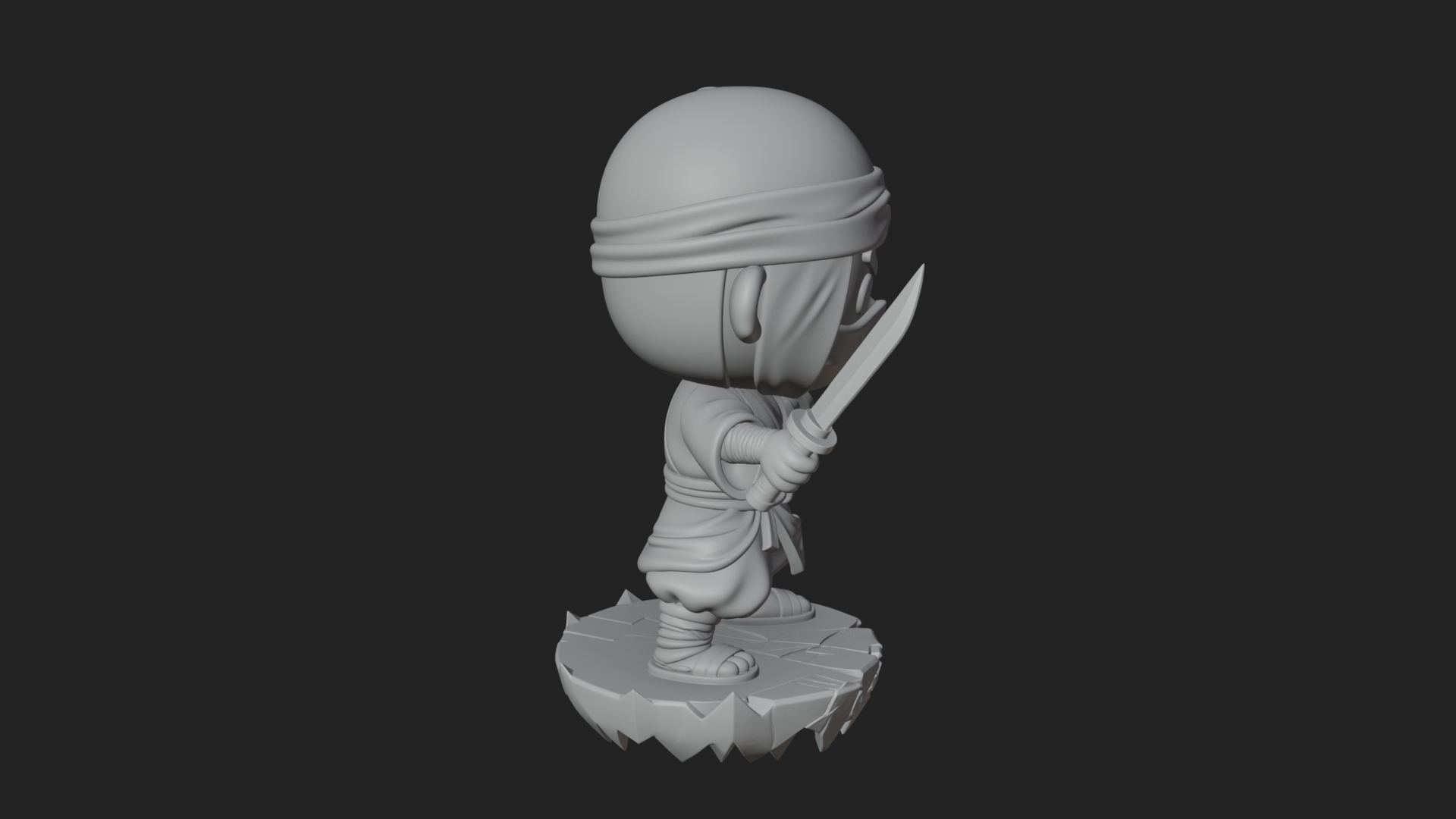 Chibi Masked Ninja Statue Design 3 3D Print Model 3D Model