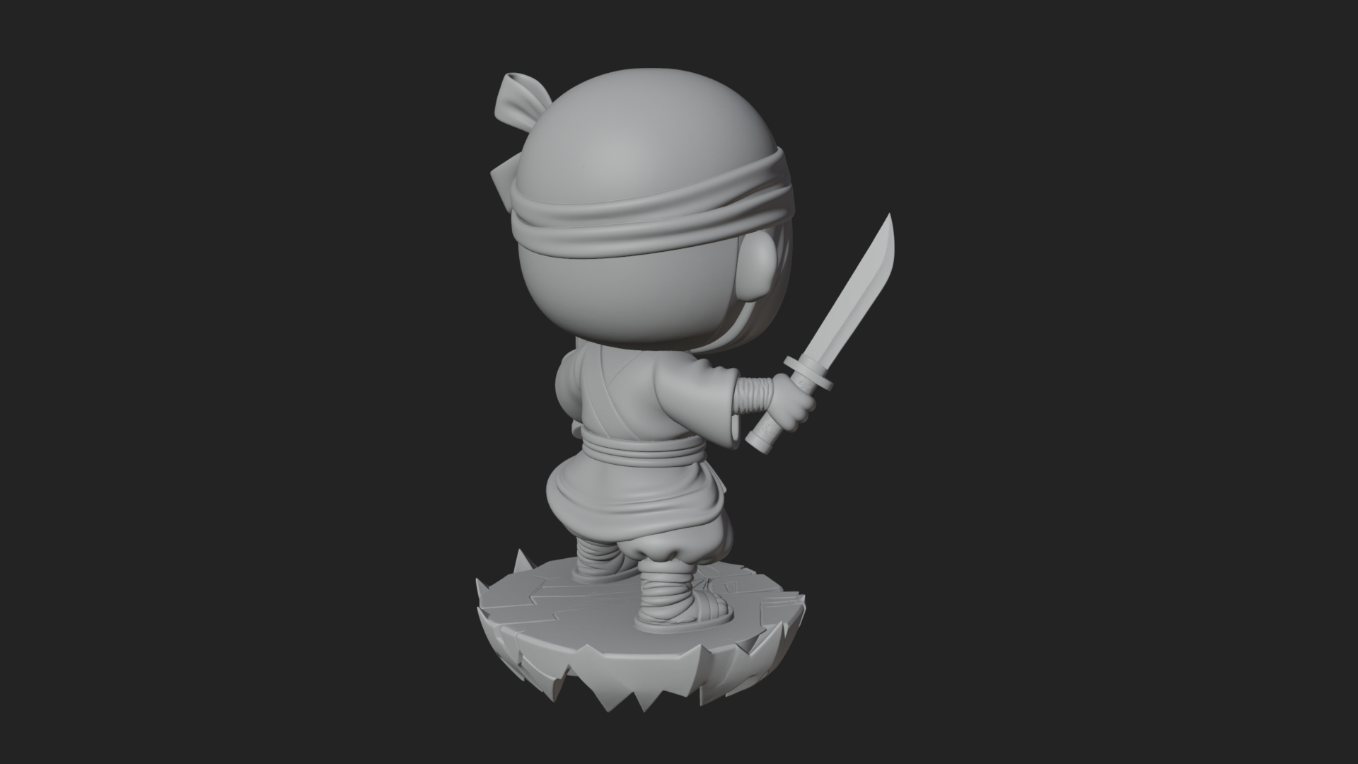 Chibi Masked Ninja Statue Design 3 3D Print Model 3D Model