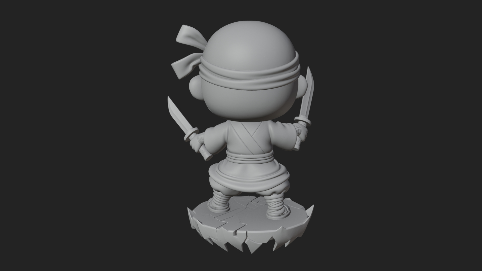 Chibi Masked Ninja Statue Design 3 3D Print Model 3D Model