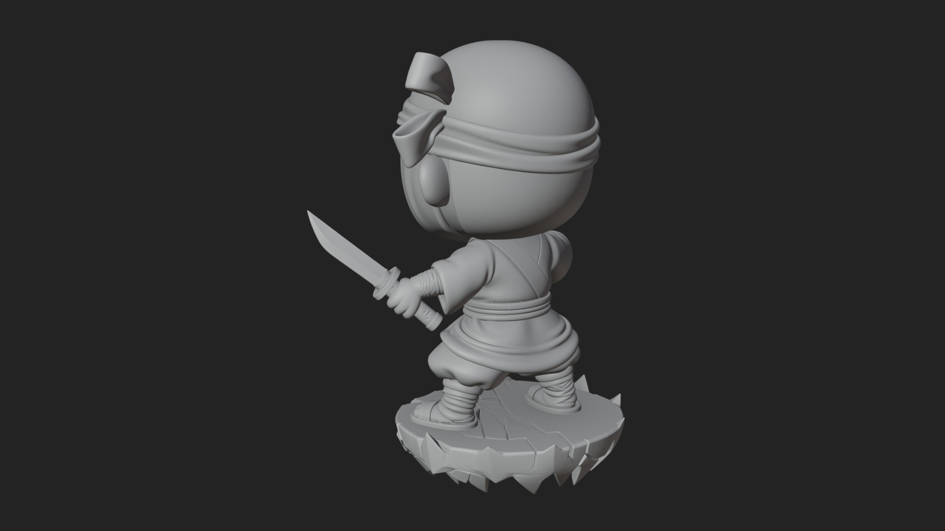Chibi Masked Ninja Statue Design 3 3D Print Model 3D Model