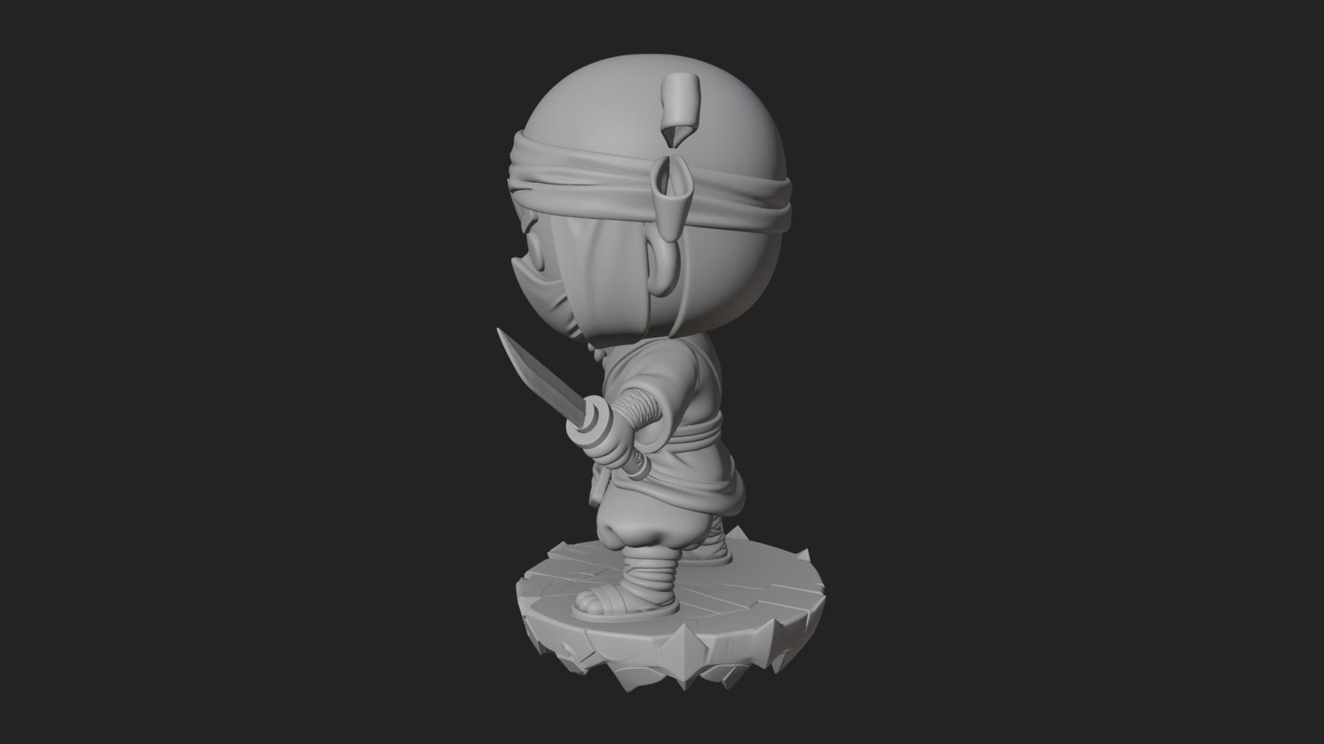 Chibi Masked Ninja Statue Design 3 3D Print Model 3D Model