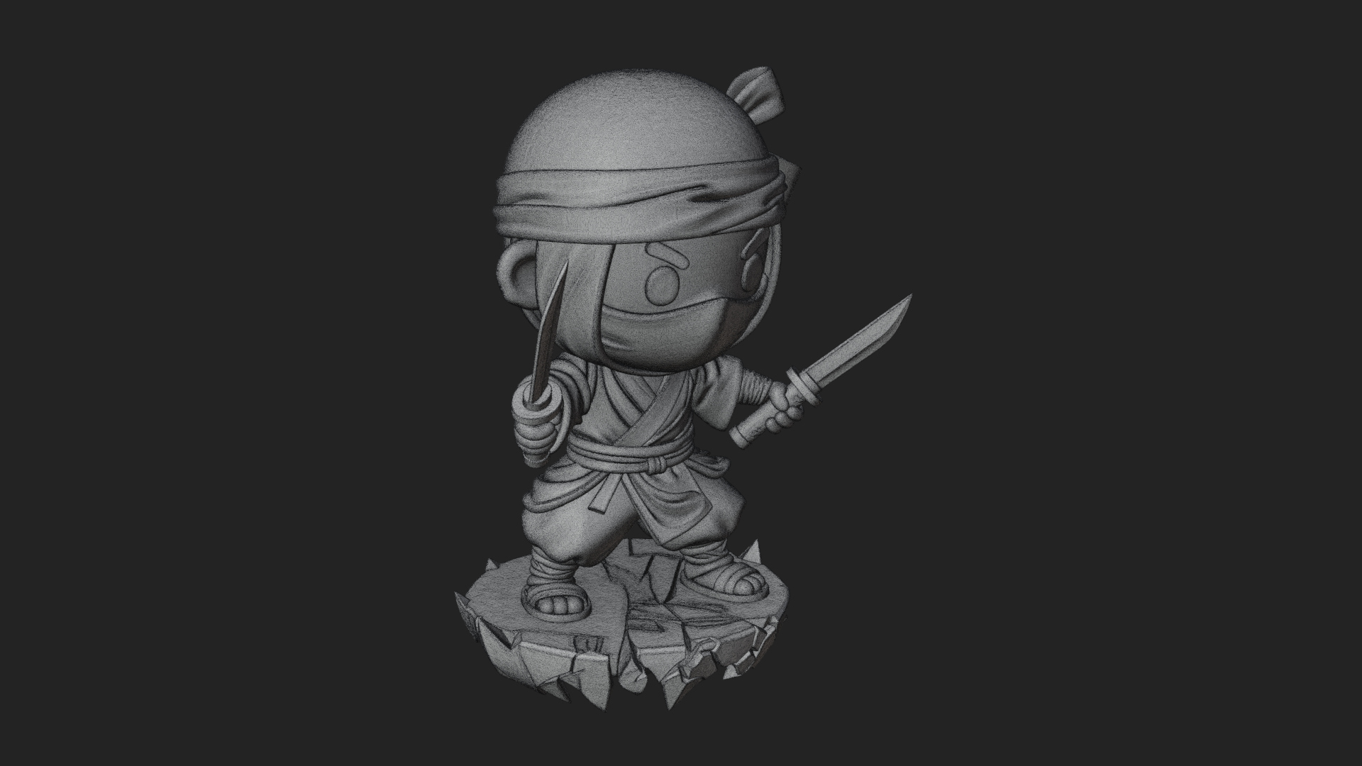 Chibi Masked Ninja Statue Design 3 3D Print Model 3D Model