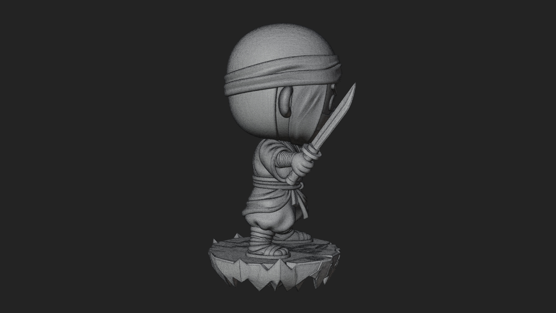Chibi Masked Ninja Statue Design 3 3D Print Model 3D Model