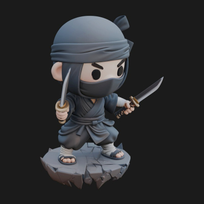 Chibi Masked Ninja Statue Design 3 3D Print Model