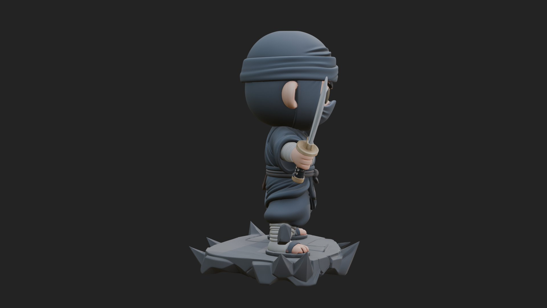 Chibi Masked Ninja Statue Design 4 3D Print Model 3D Model