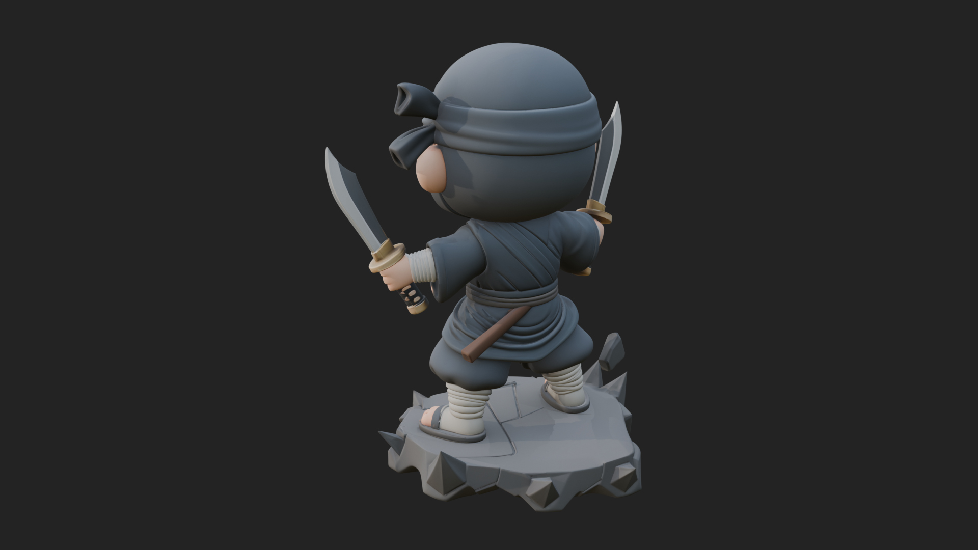 Chibi Masked Ninja Statue Design 4 3D Print Model 3D Model