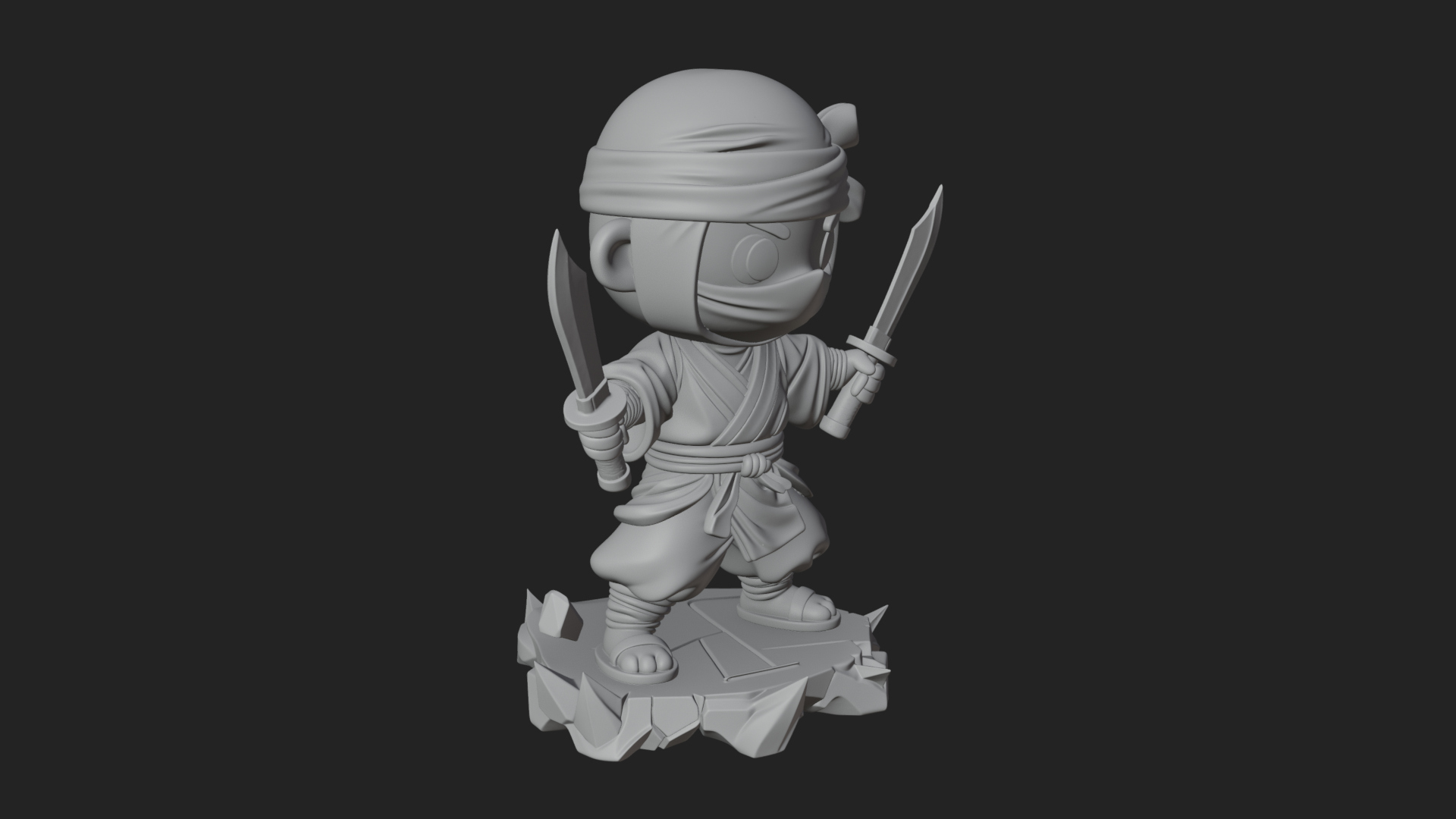 Chibi Masked Ninja Statue Design 4 3D Print Model 3D Model