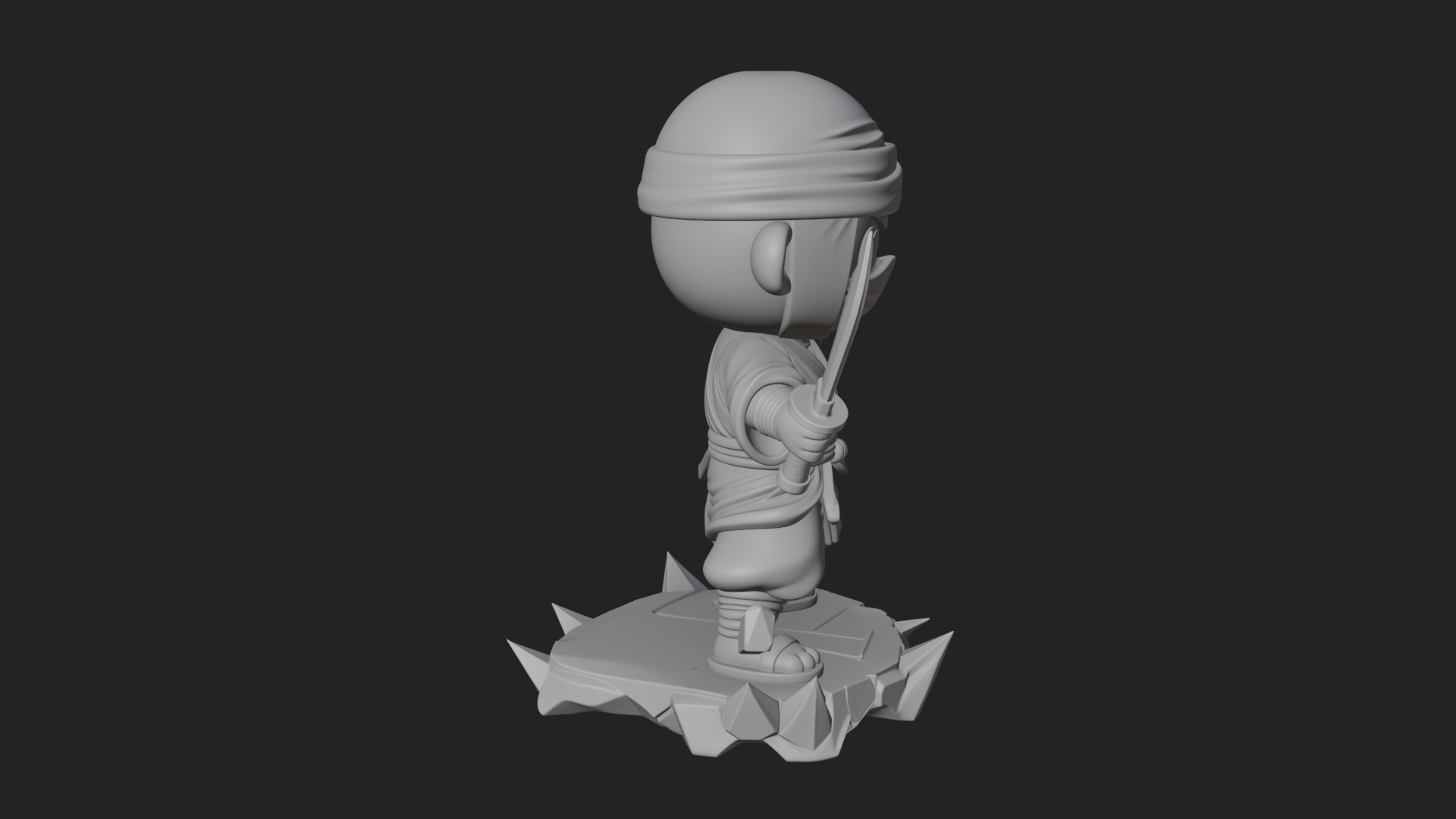 Chibi Masked Ninja Statue Design 4 3D Print Model 3D Model