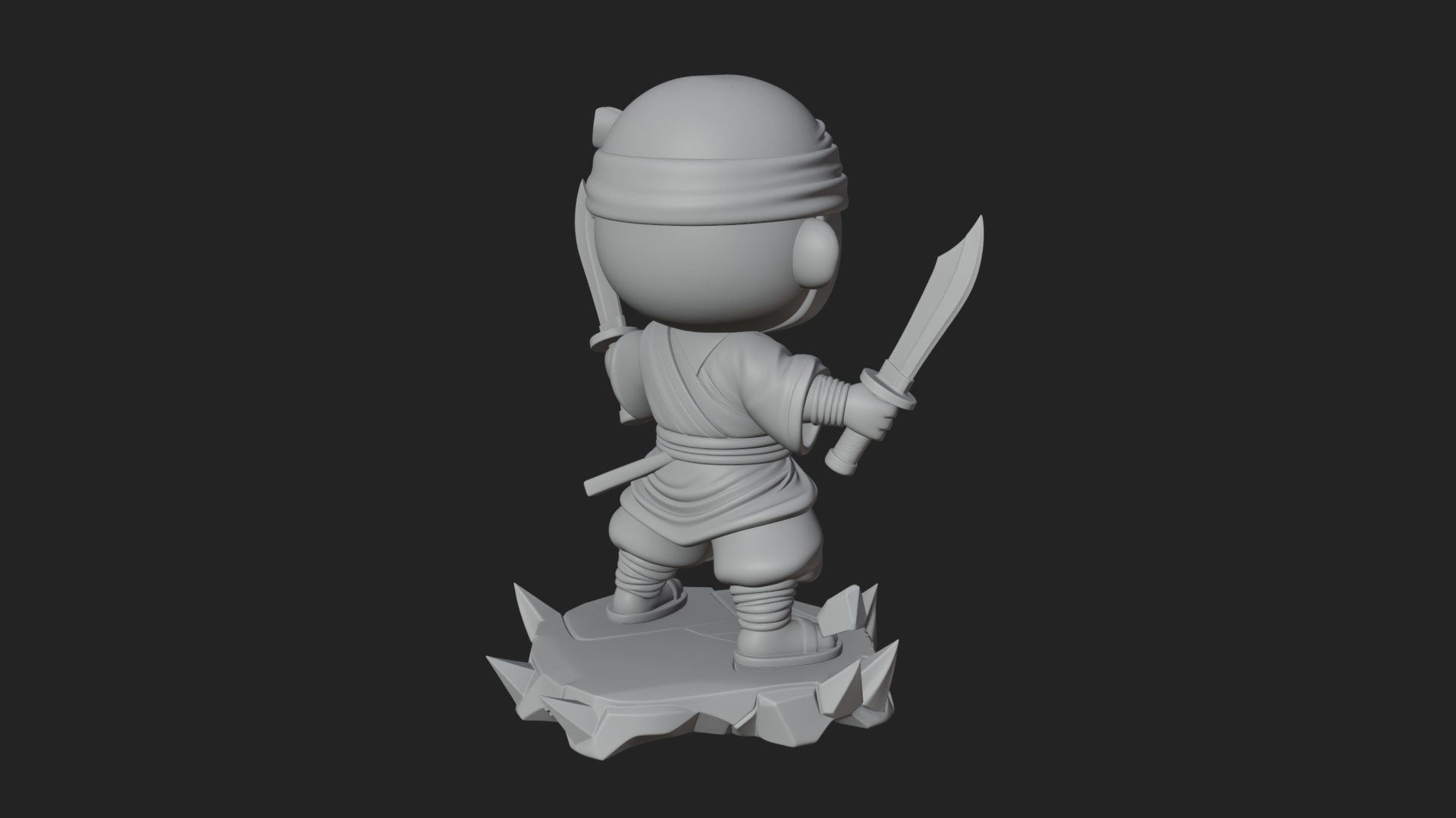 Chibi Masked Ninja Statue Design 4 3D Print Model 3D Model