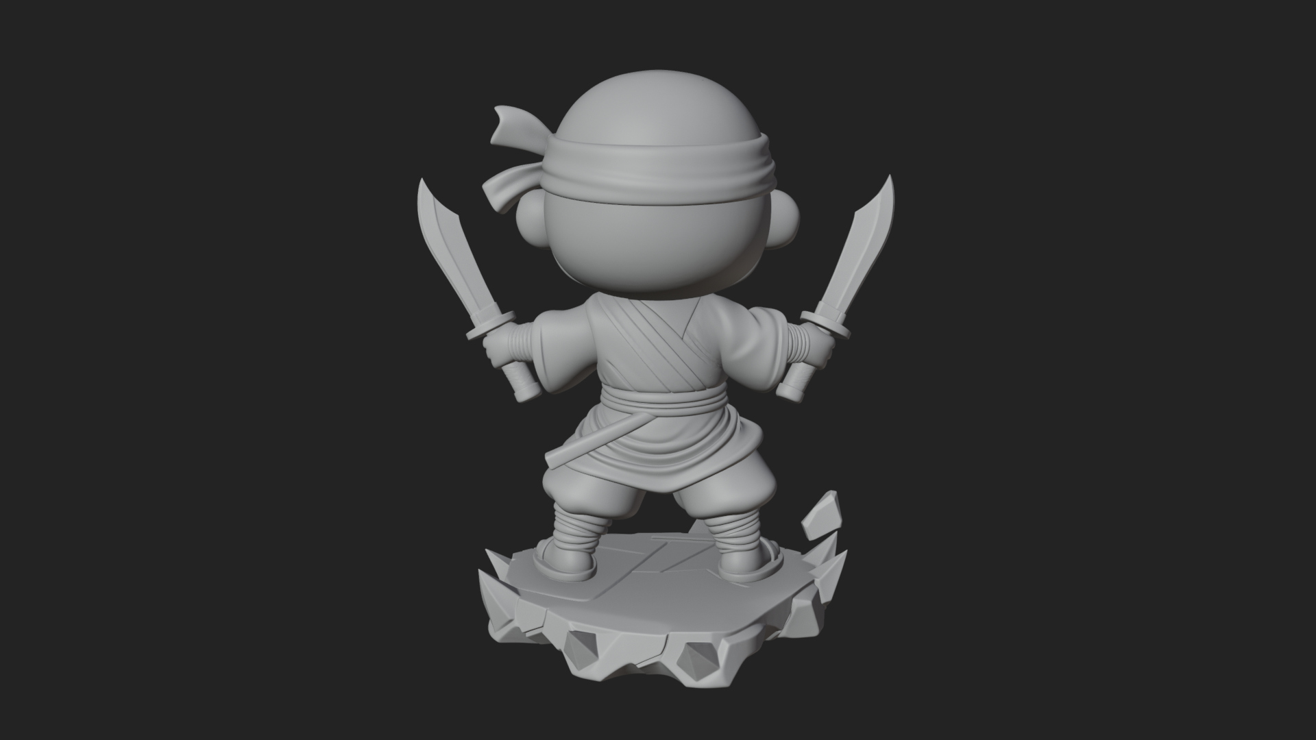 Chibi Masked Ninja Statue Design 4 3D Print Model 3D Model