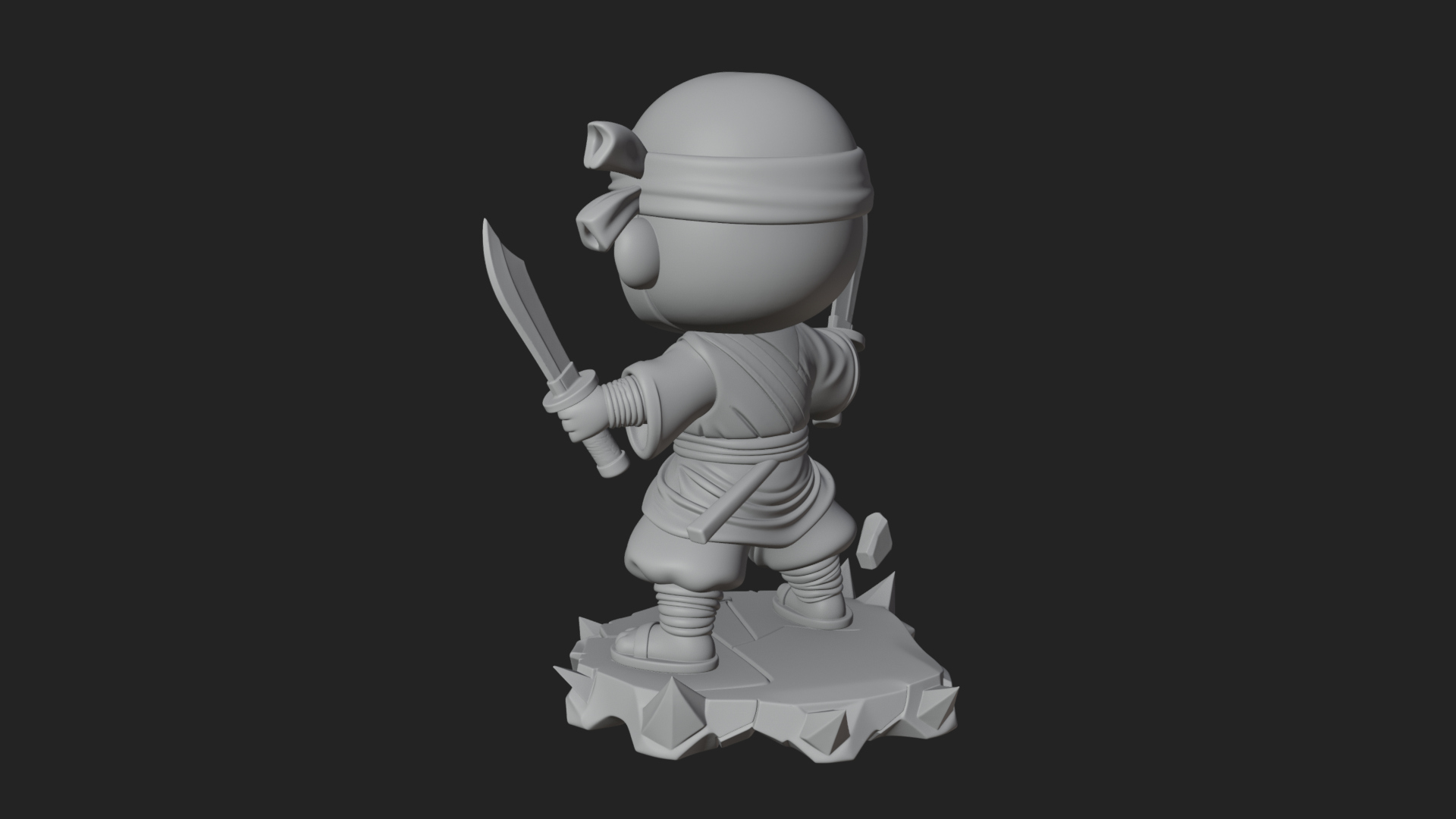 Chibi Masked Ninja Statue Design 4 3D Print Model 3D Model
