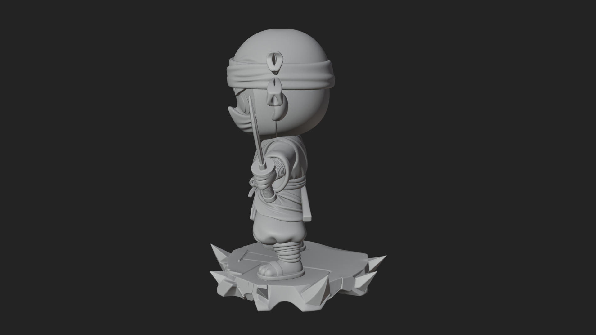 Chibi Masked Ninja Statue Design 4 3D Print Model 3D Model