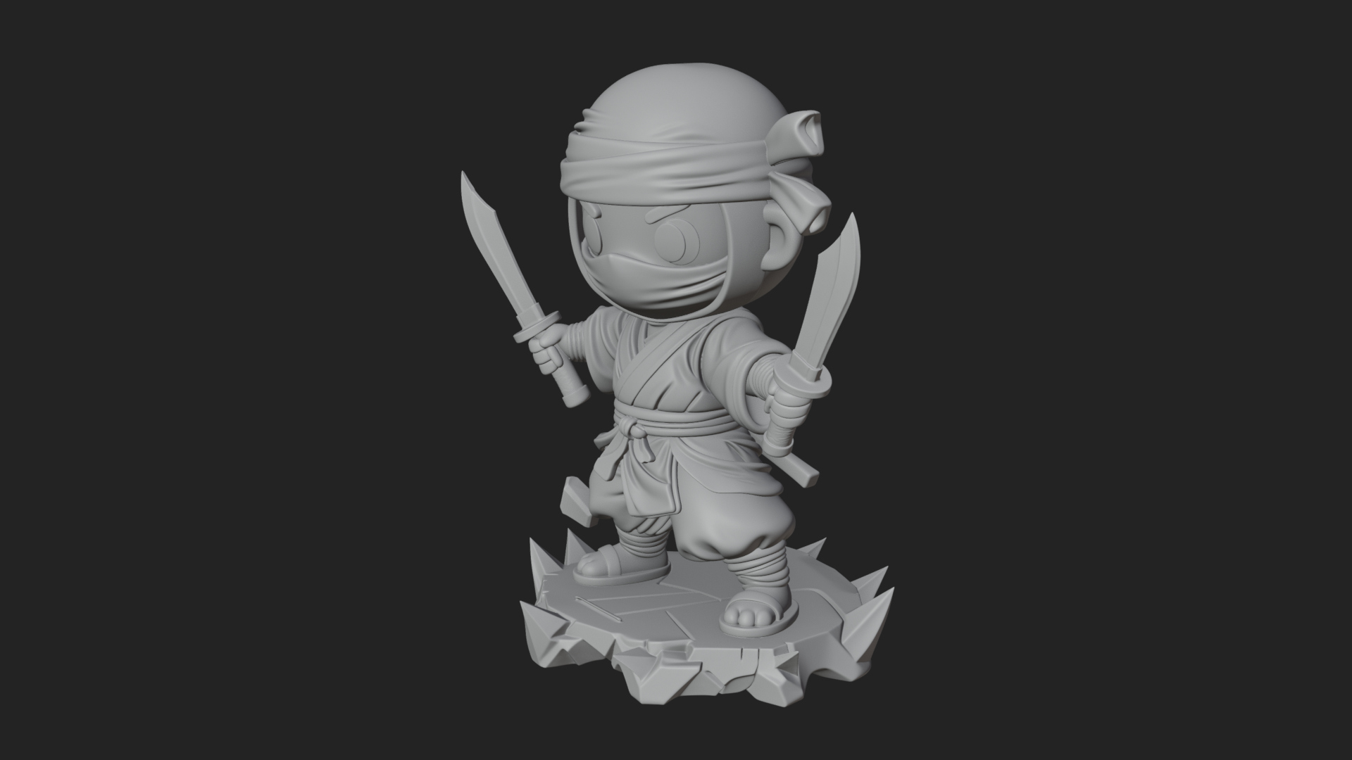 Chibi Masked Ninja Statue Design 4 3D Print Model 3D Model