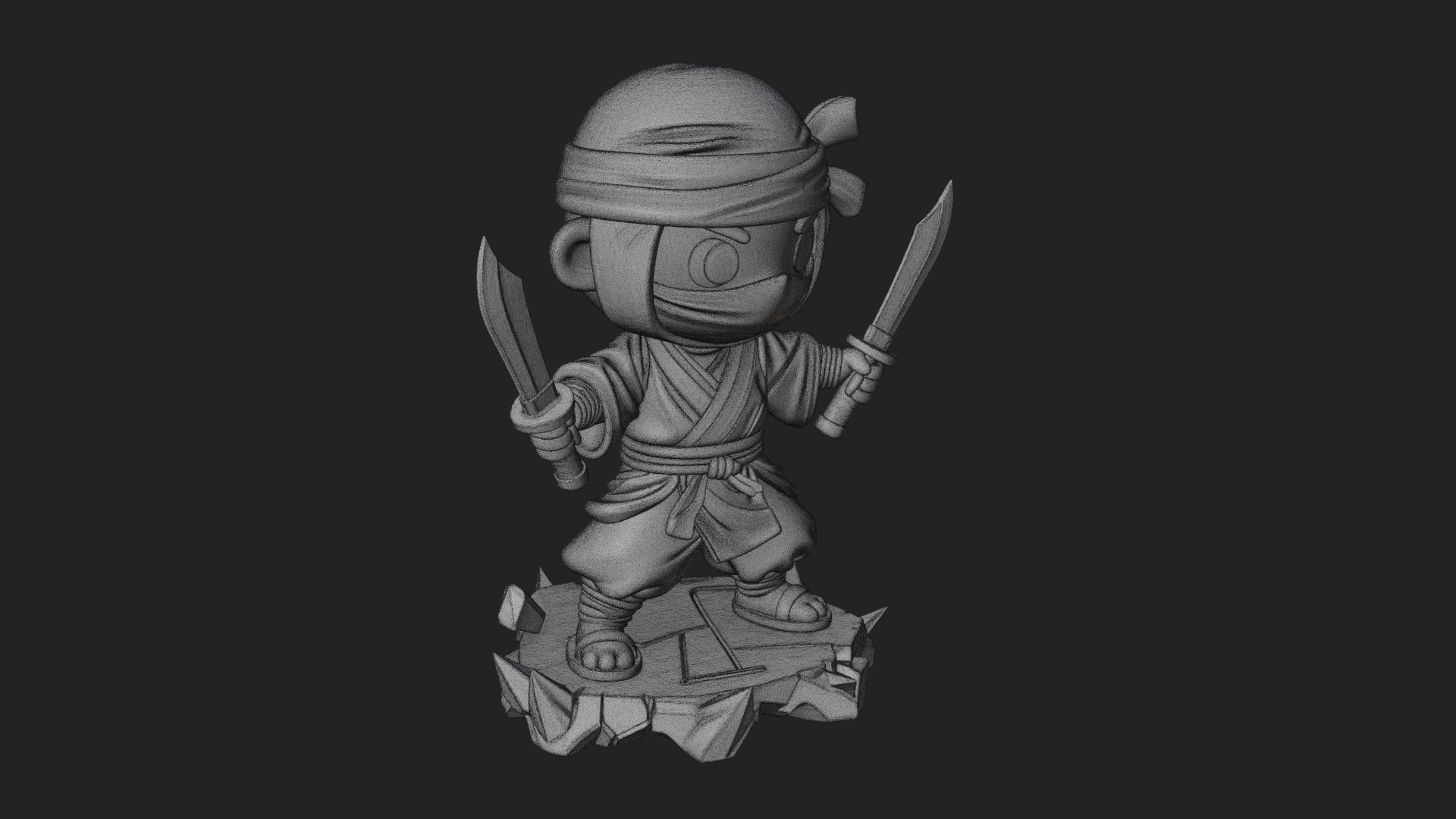 Chibi Masked Ninja Statue Design 4 3D Print Model 3D Model