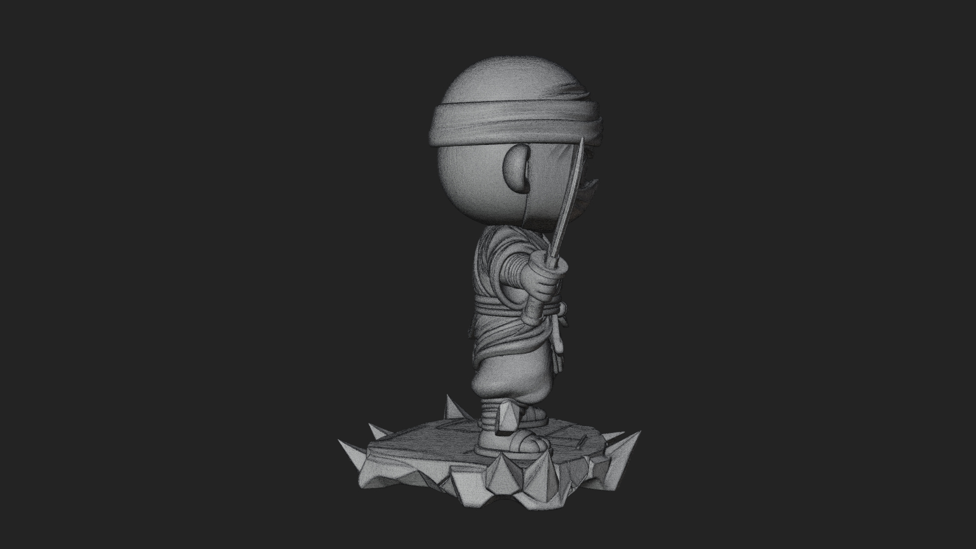 Chibi Masked Ninja Statue Design 4 3D Print Model 3D Model