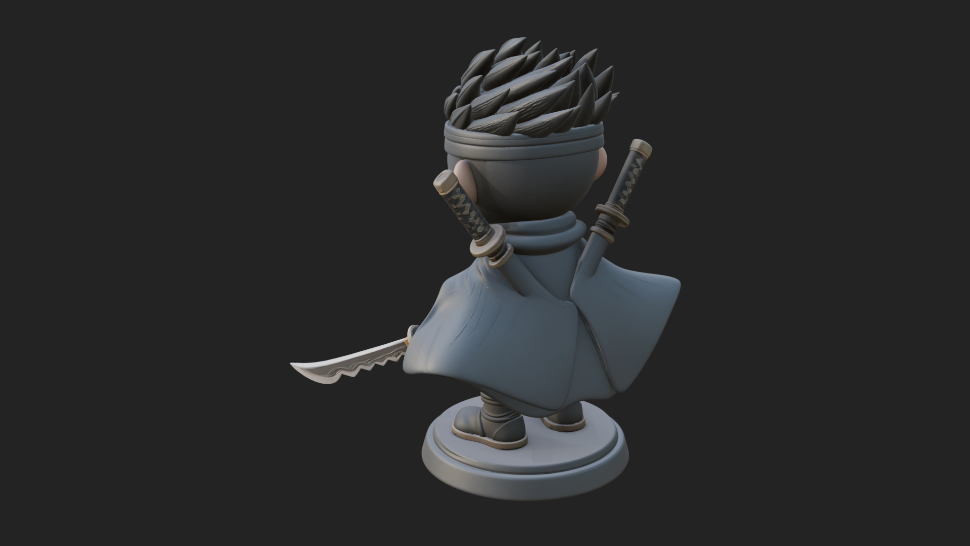 Chibi Masked Ninja Statue Design 5 3D Print Model 3D Model