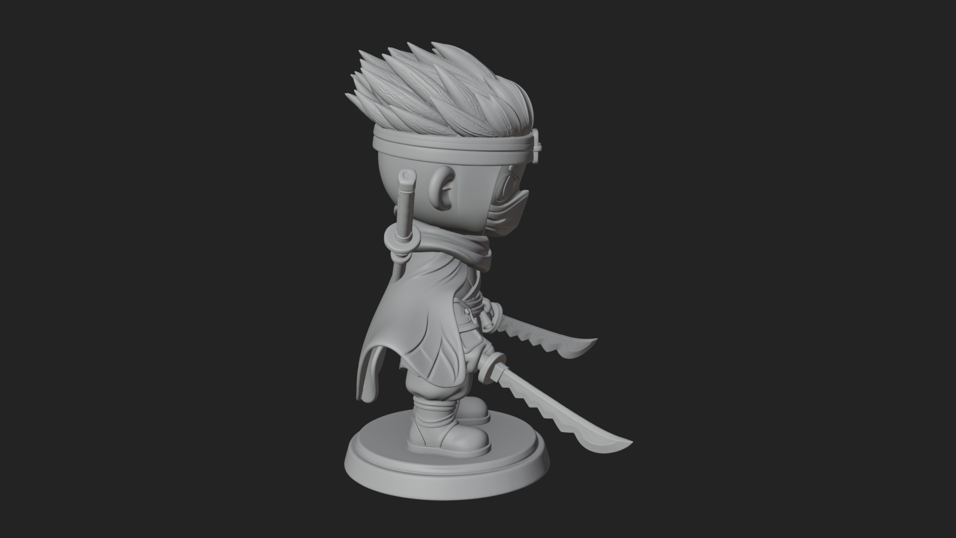 Chibi Masked Ninja Statue Design 5 3D Print Model 3D Model