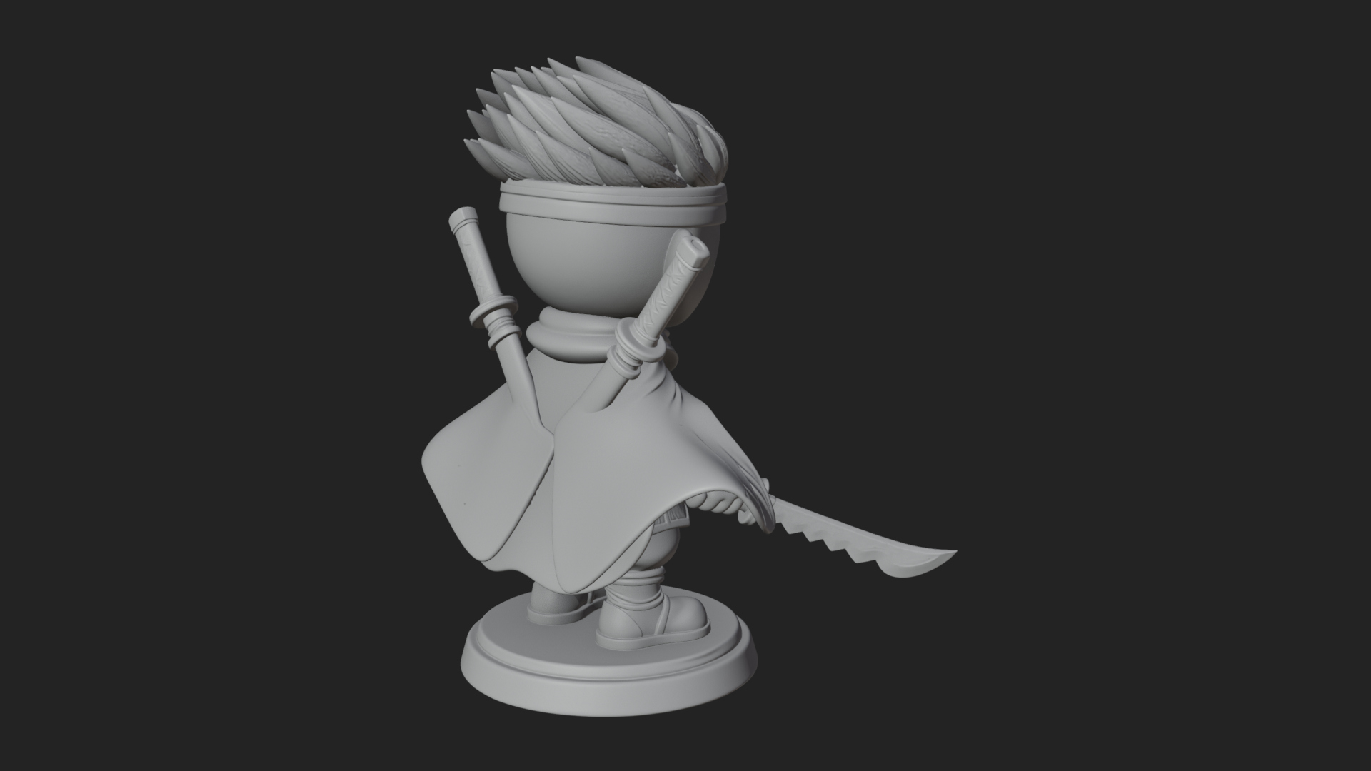 Chibi Masked Ninja Statue Design 5 3D Print Model 3D Model