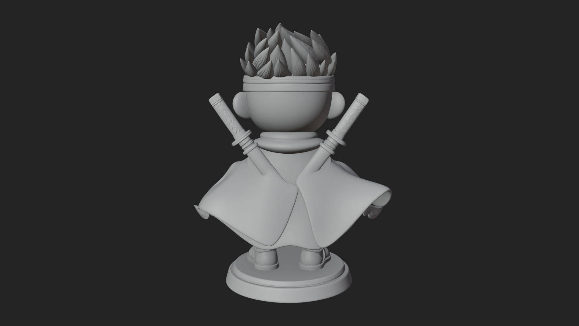 Chibi Masked Ninja Statue Design 5 3D Print Model 3D Model