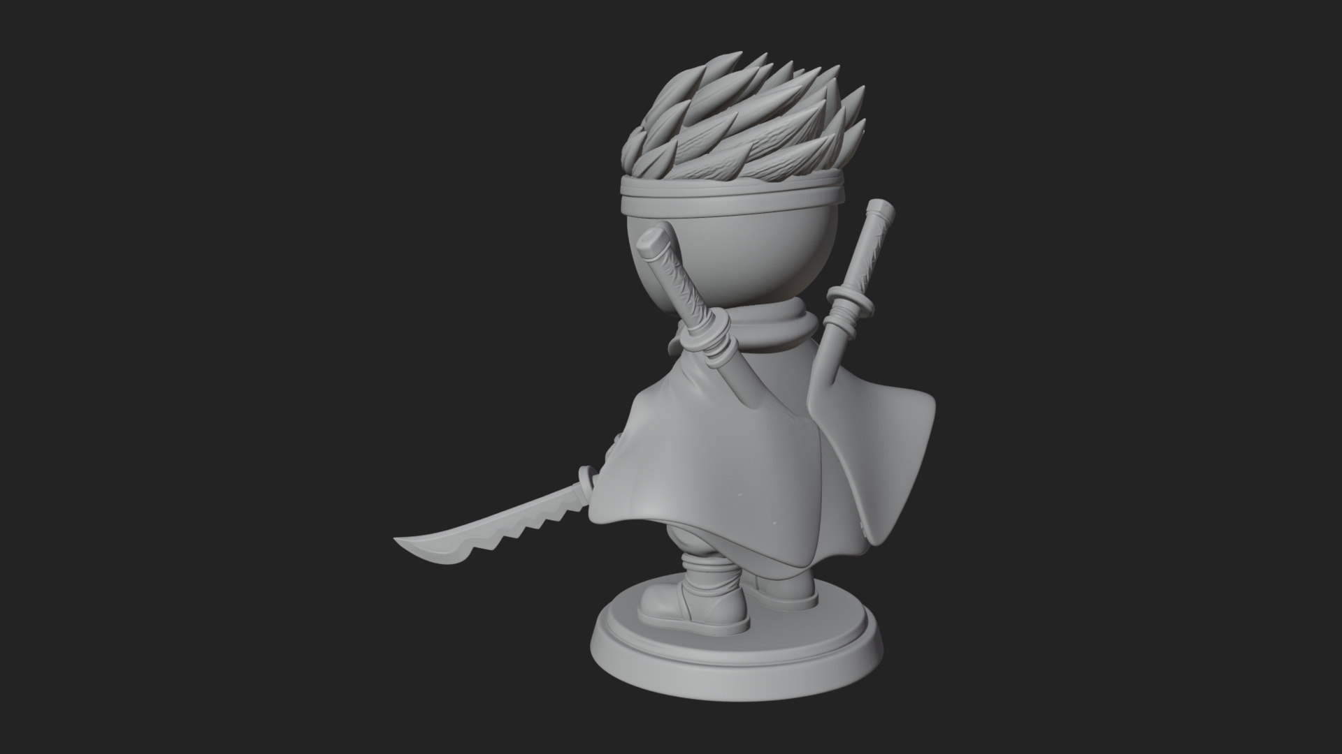 Chibi Masked Ninja Statue Design 5 3D Print Model 3D Model