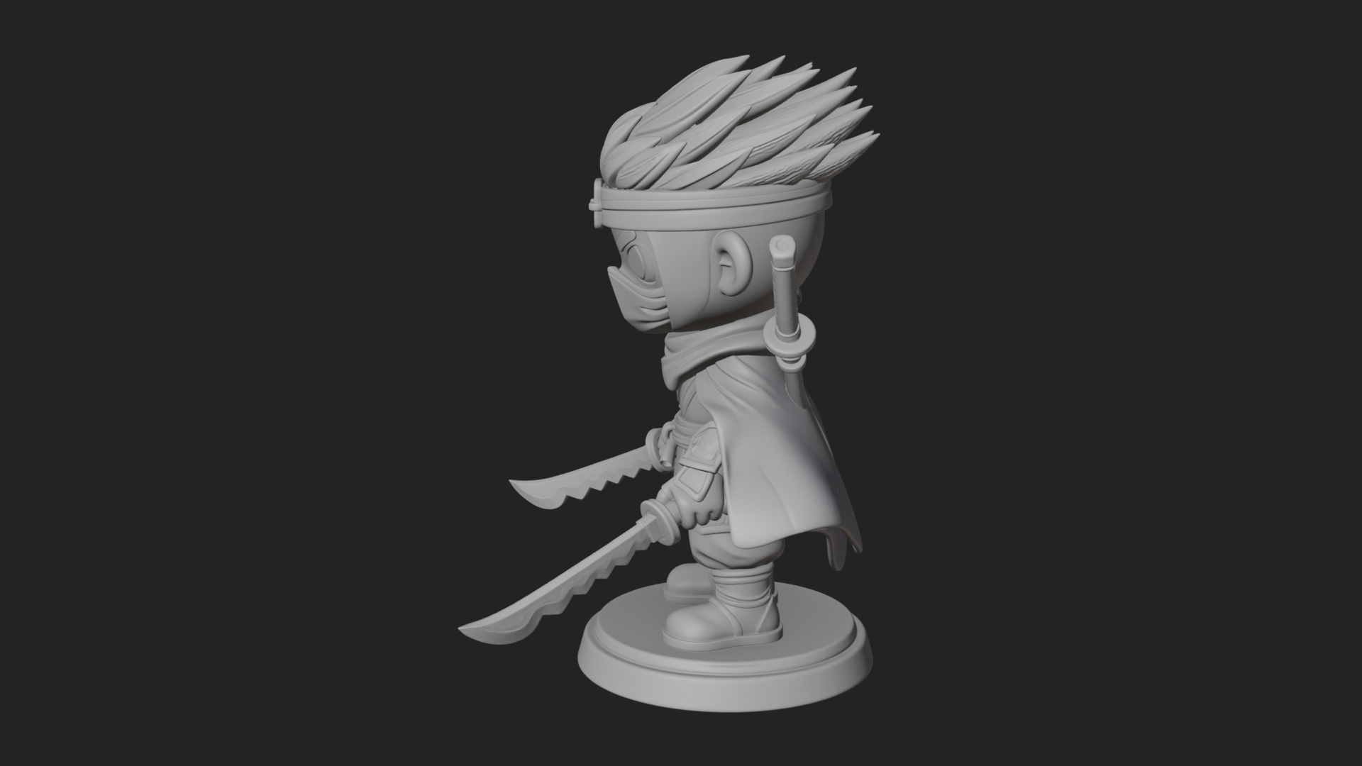 Chibi Masked Ninja Statue Design 5 3D Print Model 3D Model