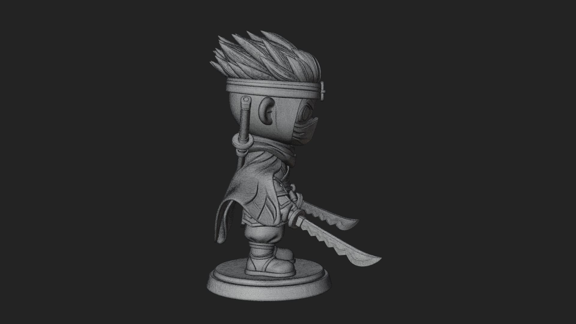 Chibi Masked Ninja Statue Design 5 3D Print Model 3D Model