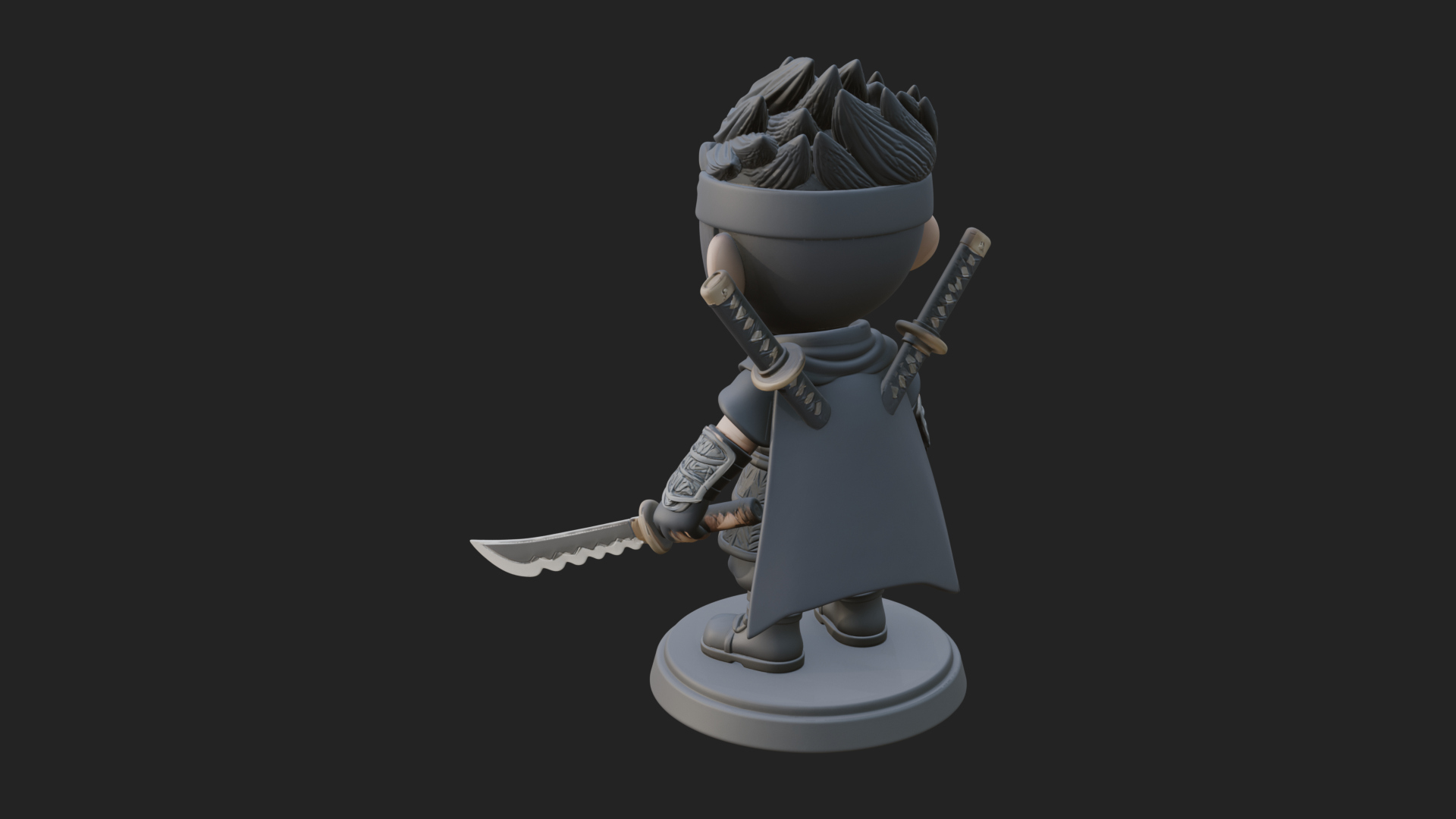Chibi Masked Ninja Statue Design 6 3D Print Model 3D Model