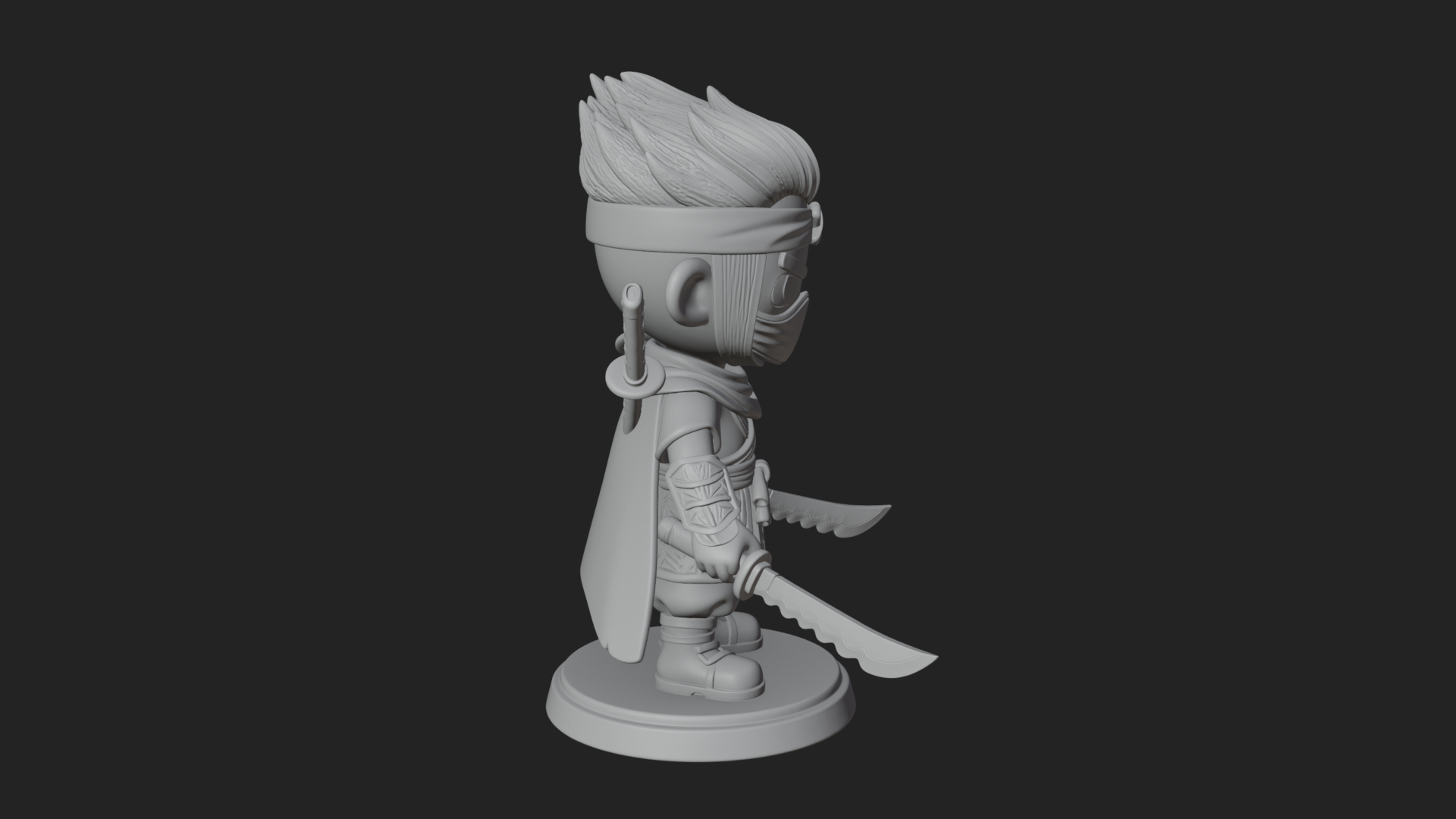 Chibi Masked Ninja Statue Design 6 3D Print Model 3D Model