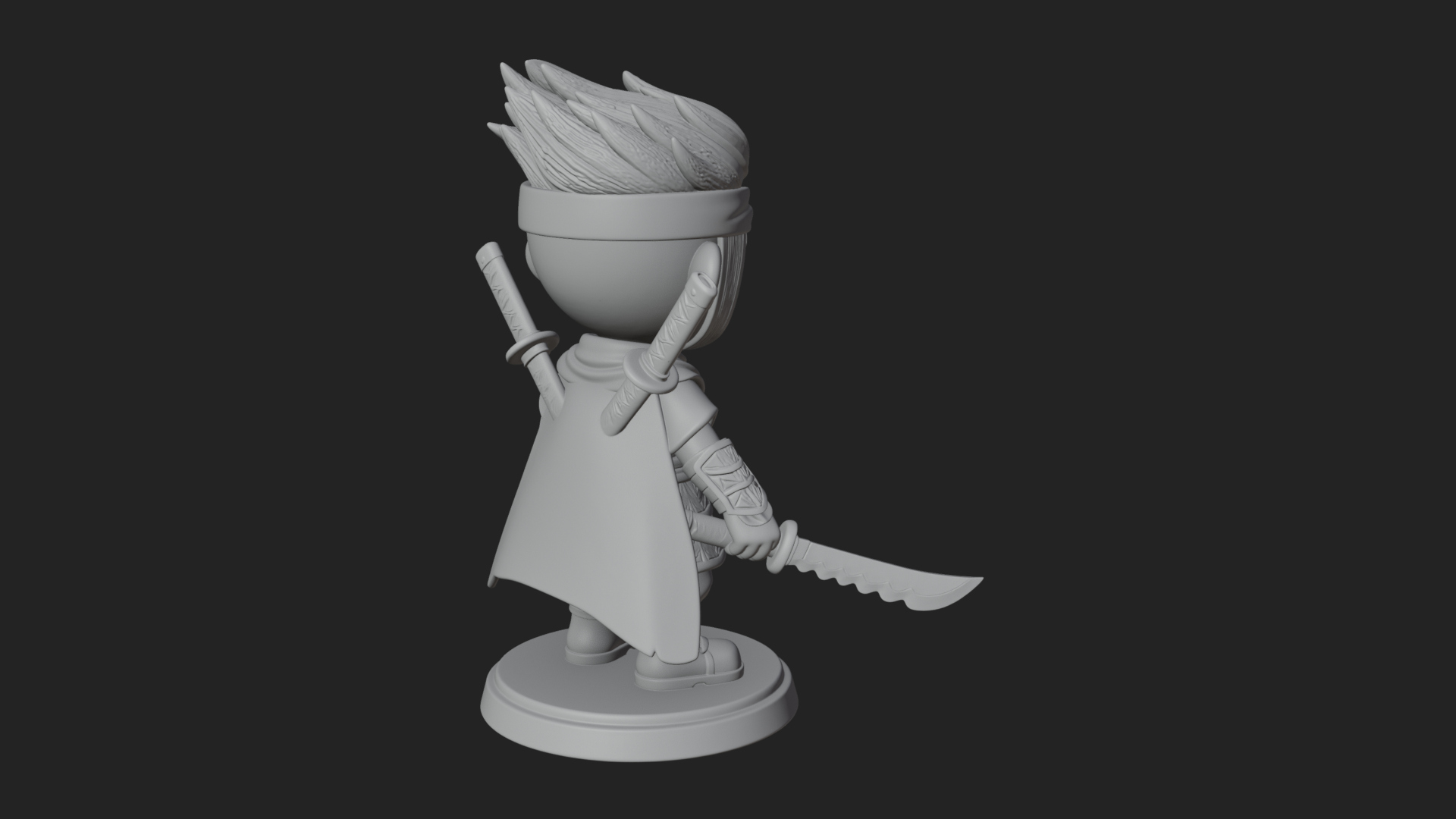Chibi Masked Ninja Statue Design 6 3D Print Model 3D Model