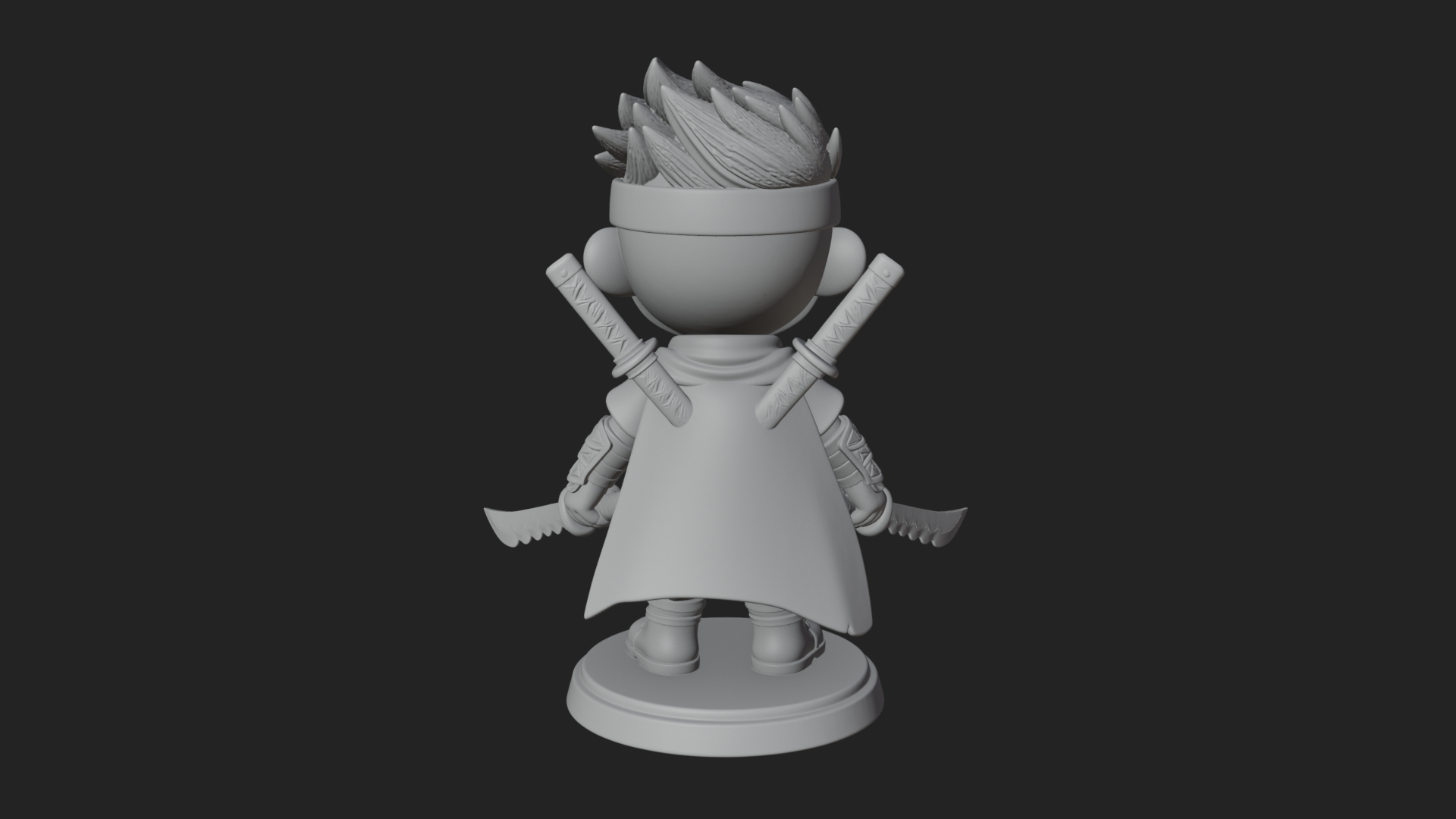 Chibi Masked Ninja Statue Design 6 3D Print Model 3D Model