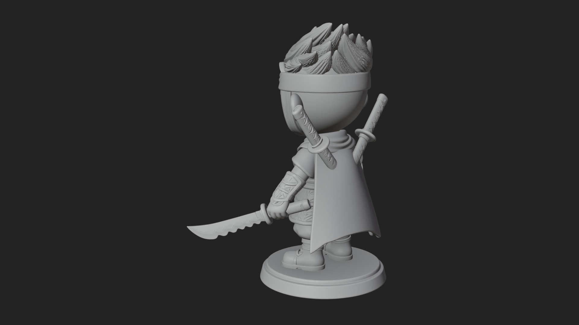 Chibi Masked Ninja Statue Design 6 3D Print Model 3D Model