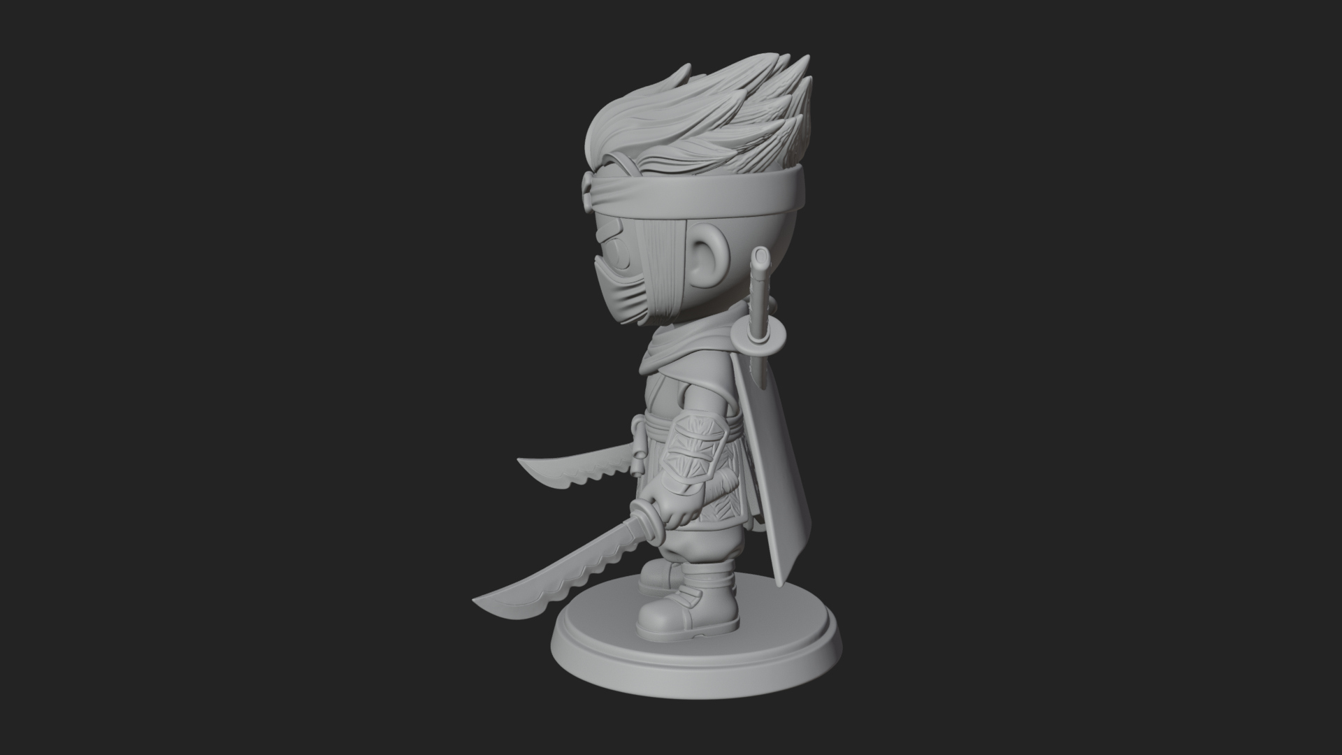 Chibi Masked Ninja Statue Design 6 3D Print Model 3D Model