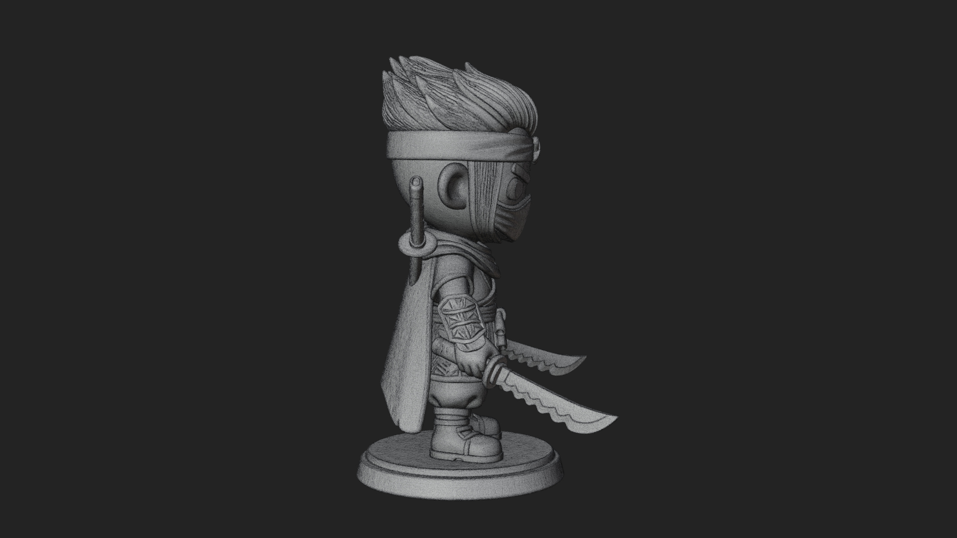 Chibi Masked Ninja Statue Design 6 3D Print Model 3D Model
