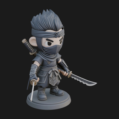 Chibi Masked Ninja Statue Design 6 3D Print Model