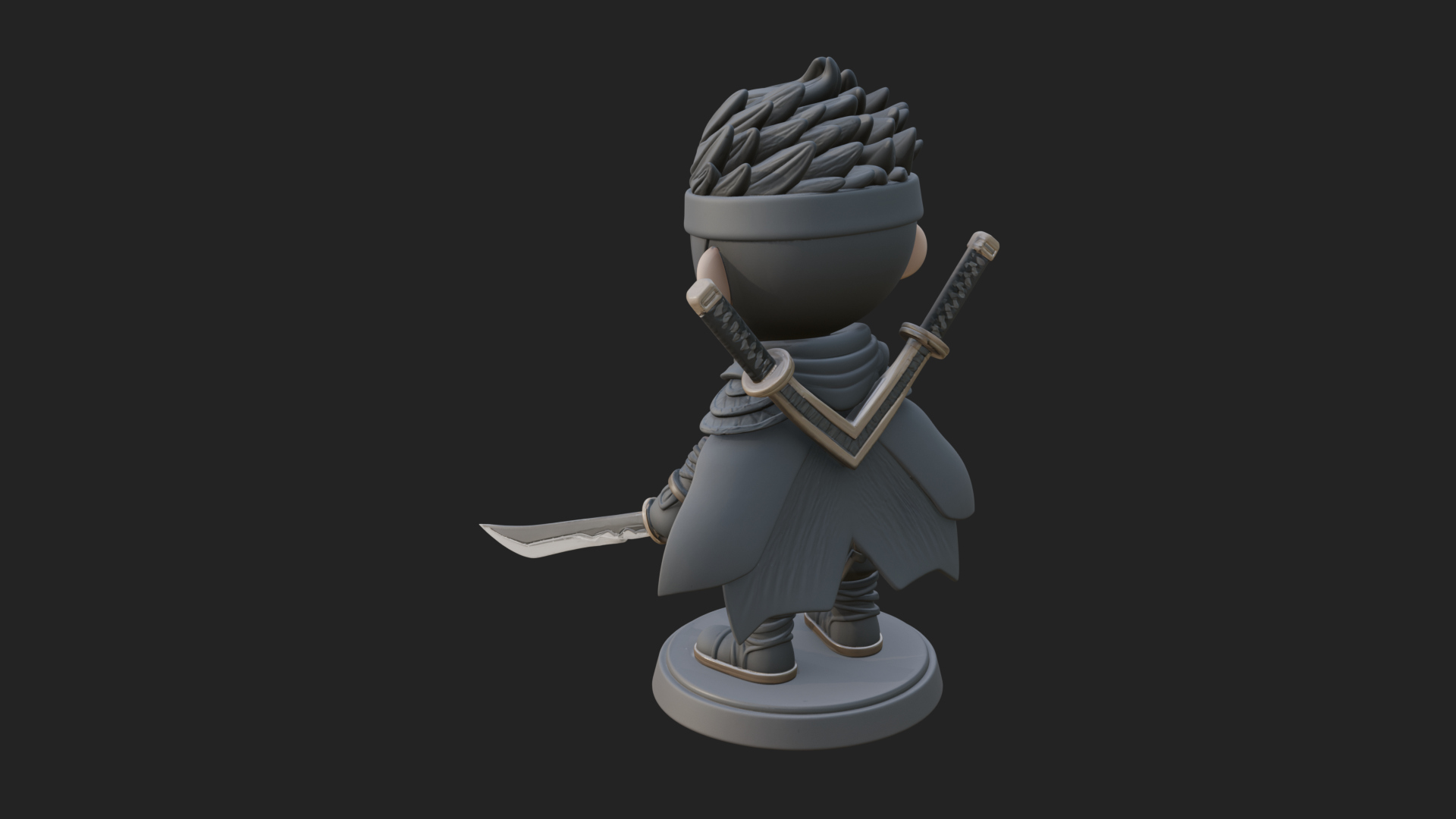 Chibi Masked Ninja Statue Design 7 3D Print Model 3D Model